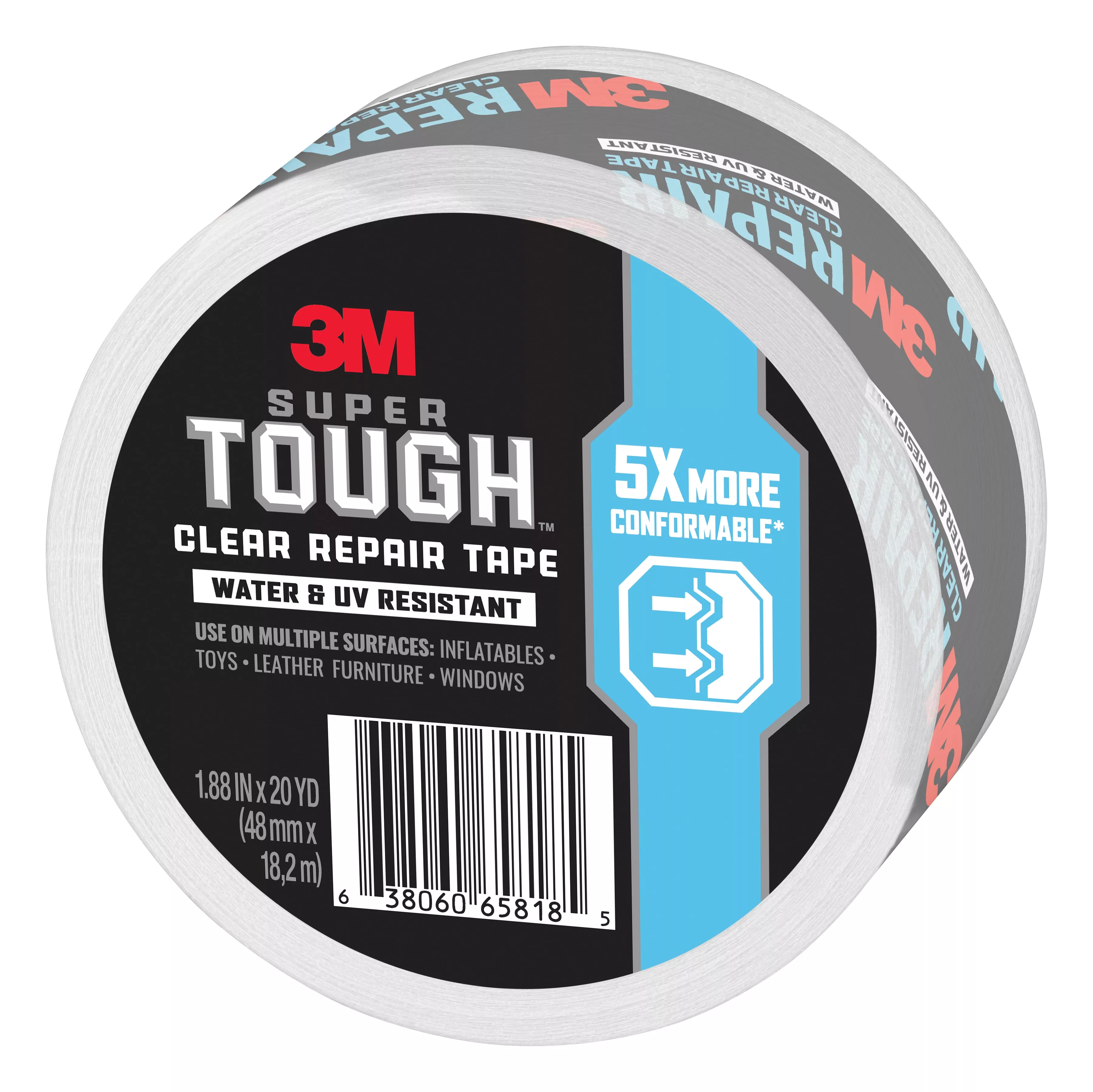 3M™ Super Tough™ Clear Repair Tape RT-CL60-L, 1.88 in x 60 ft (36 mm x
18.28 m), 12 rls/cs