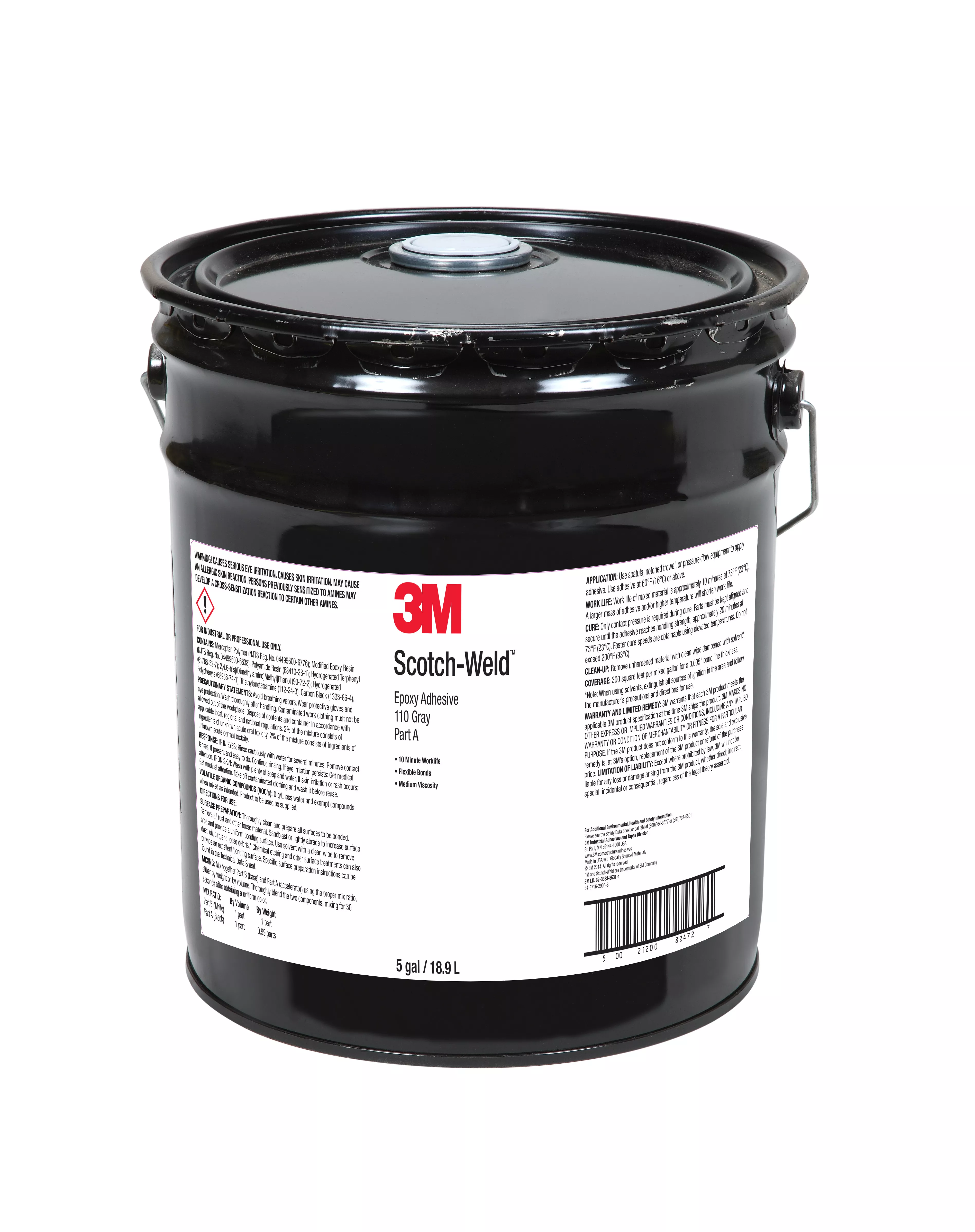 3M™ Scotch-Weld™ Epoxy Adhesive 110, Gray, Part A, 5 Gallon (Pail), Drum