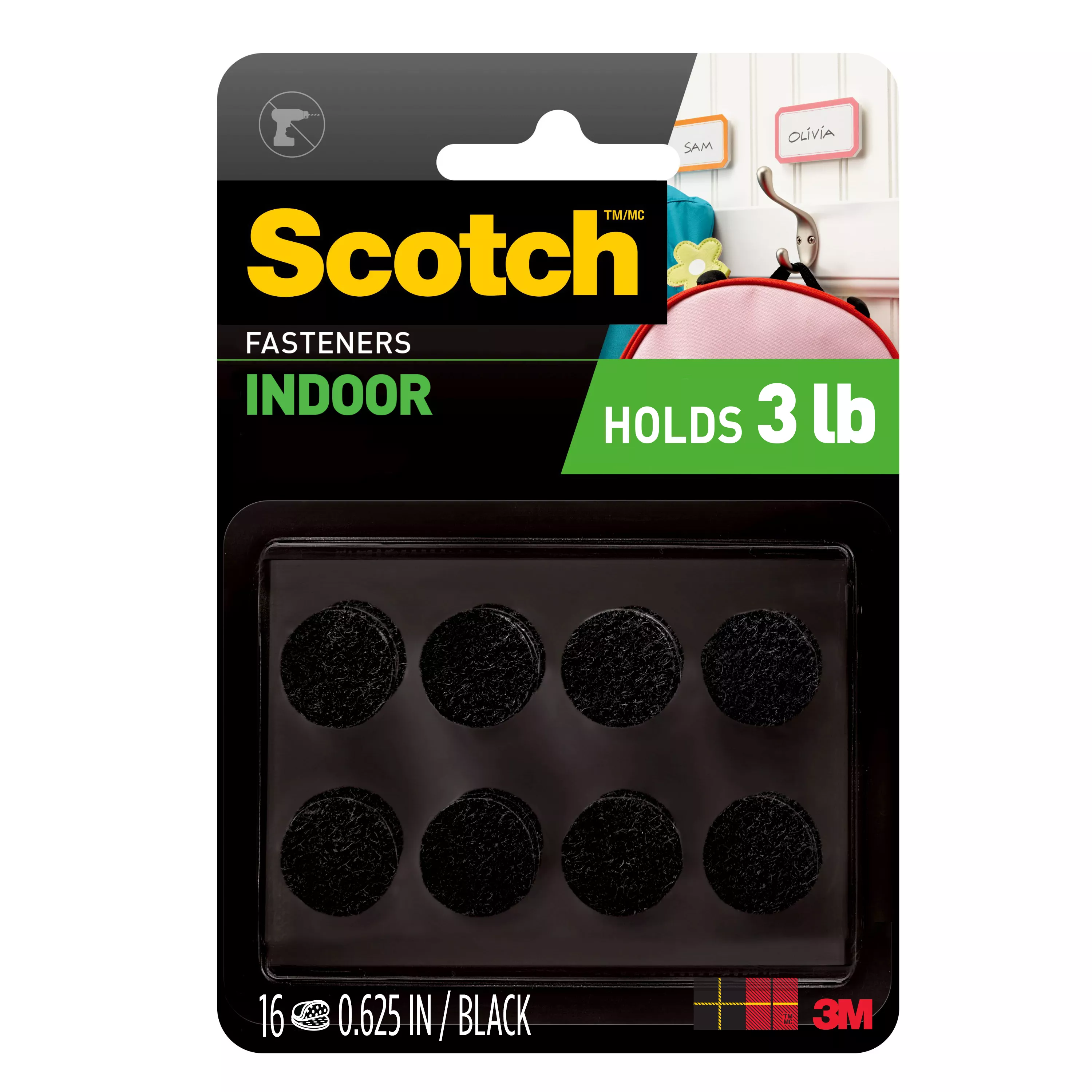 Scotch™ Indoor Fasteners RF7061, 5/8 in x 5/8 in (15,8 mm x 15,8 mm)