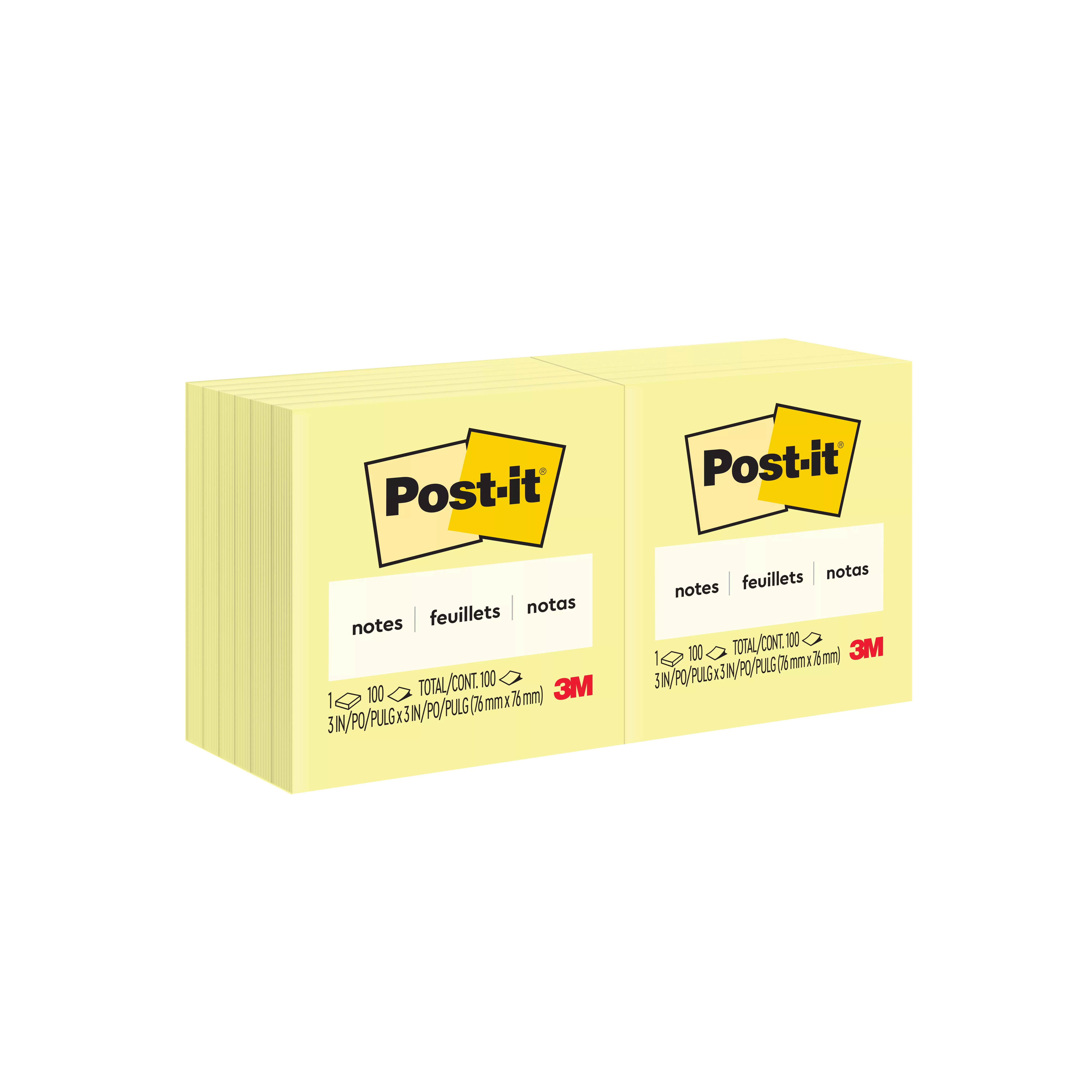 Post-it® Notes 654 3 in x 3 in (7.62 cm x 7.62 cm) Canary Yellow
