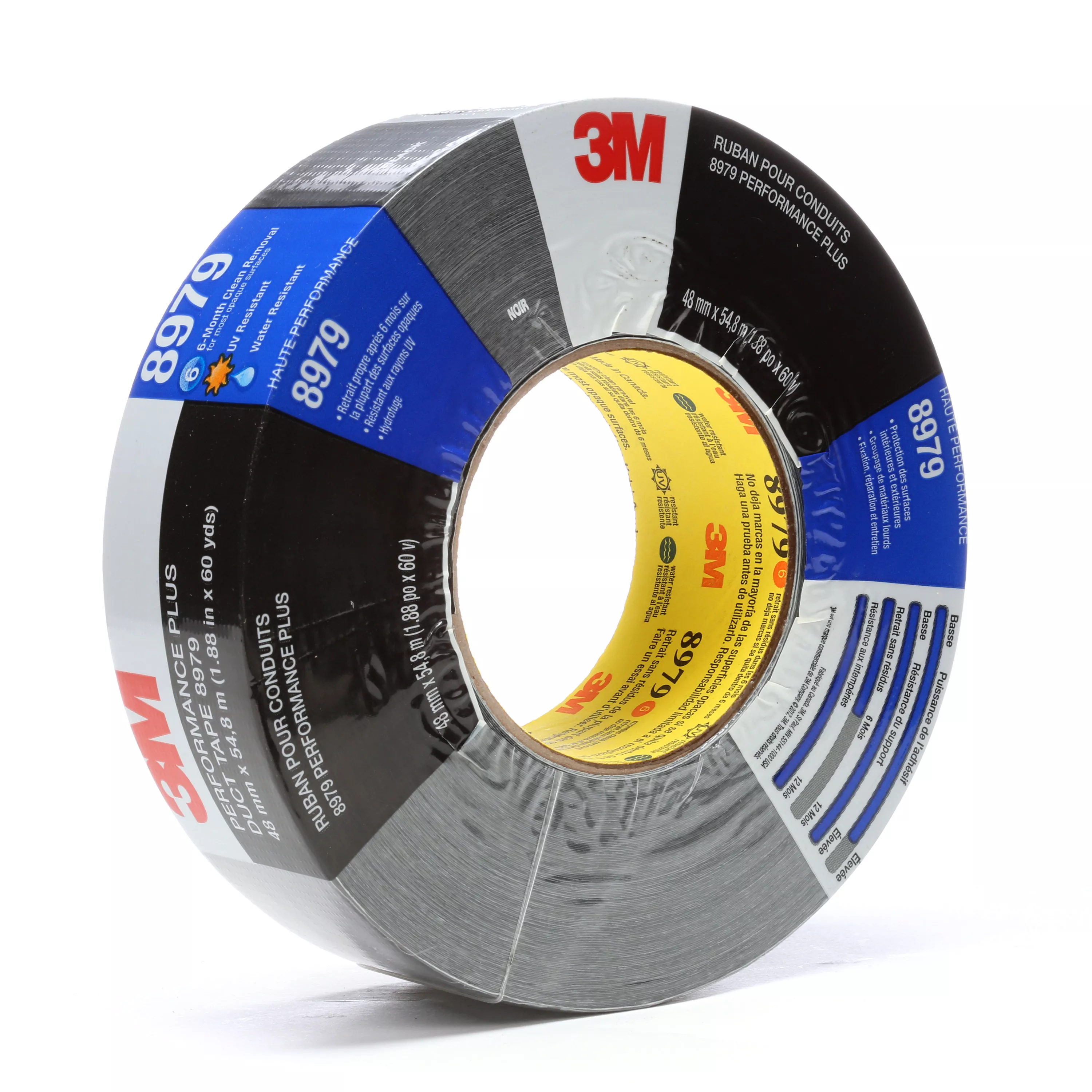 3M™ Performance Plus Duct Tape 8979, Black, 48 mm x 54.8 m, 12.1 mil, 24
Roll/Case, Conveniently Packaged