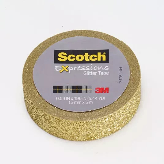 Scotch® Expressions Glitter Tape C514-GLD, .59 in x 196 in (15 mm x 5 m)
Gold Glitter