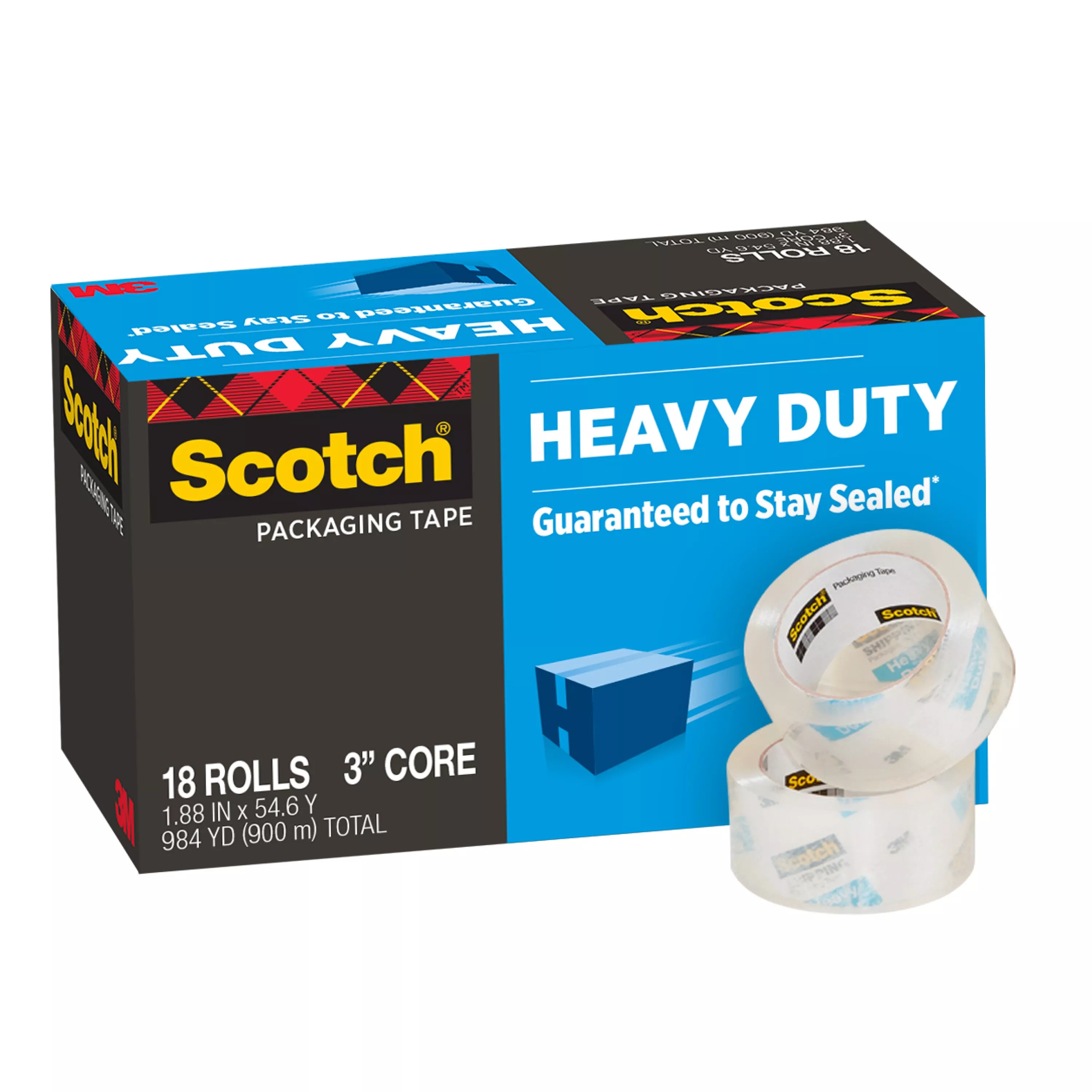 Scotch® Heavy Duty Shipping Packaging Tape, 3850-18CP, 1.88 in x 54.6 yd (48 mm x 50 m), 18 Pack