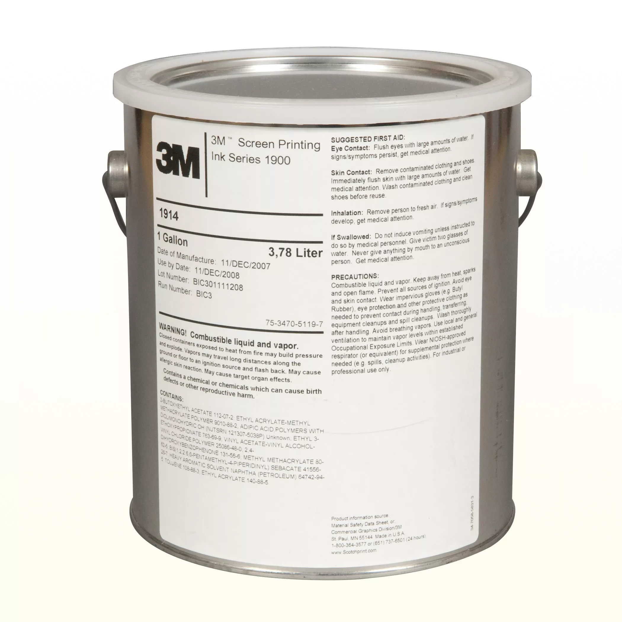 3M™ Screen Printing Ink 1914, Dark Green, 1 Gallon Container