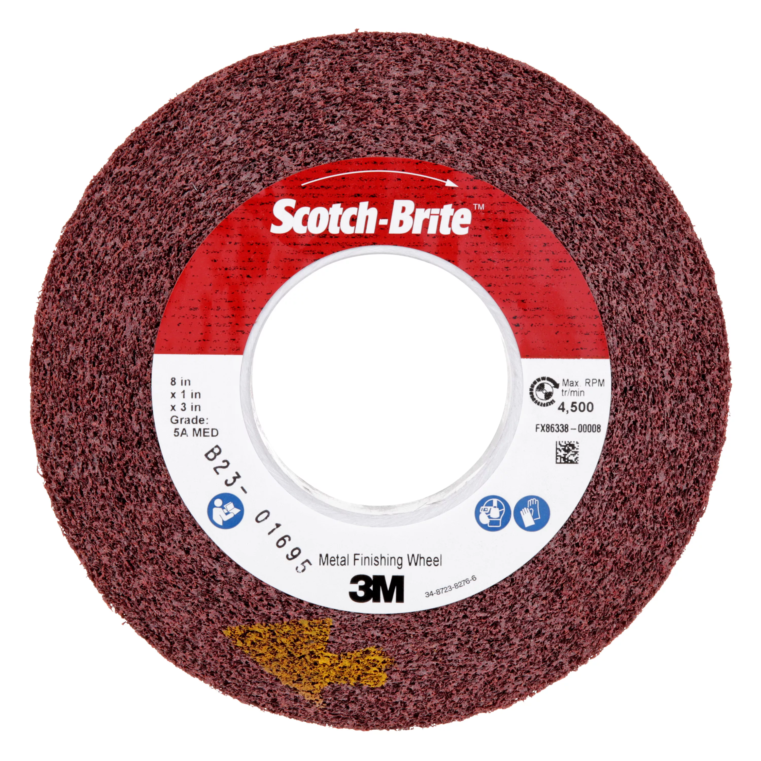 Scotch-Brite™ Metal Finishing Convolute Wheel, MF-WL, 5A Medium, 8 in x
1 in x 3 in, 3 ea/Case