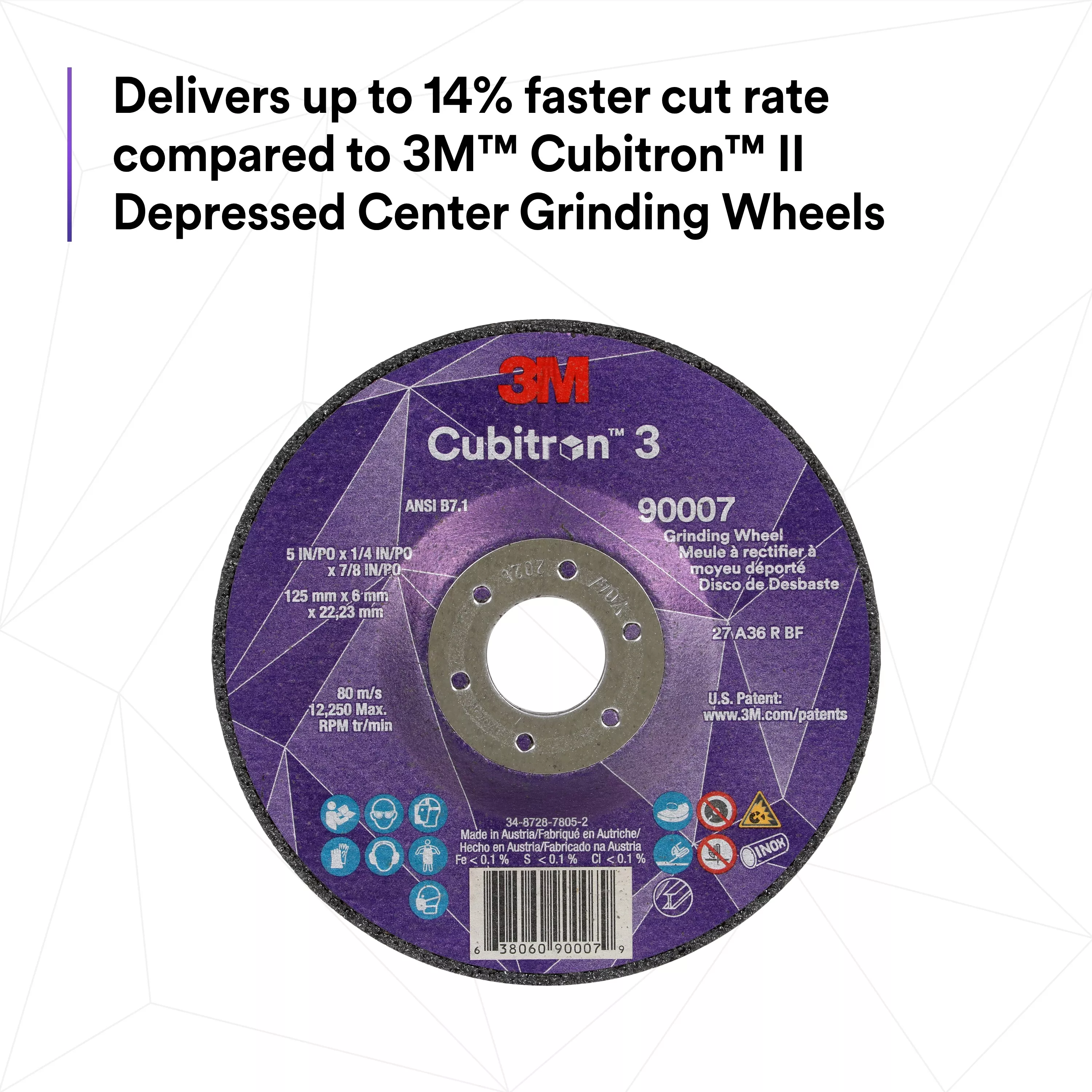 SKU 7100313193 | 3M™ Cubitron™ 3 Depressed Center Grinding Wheel