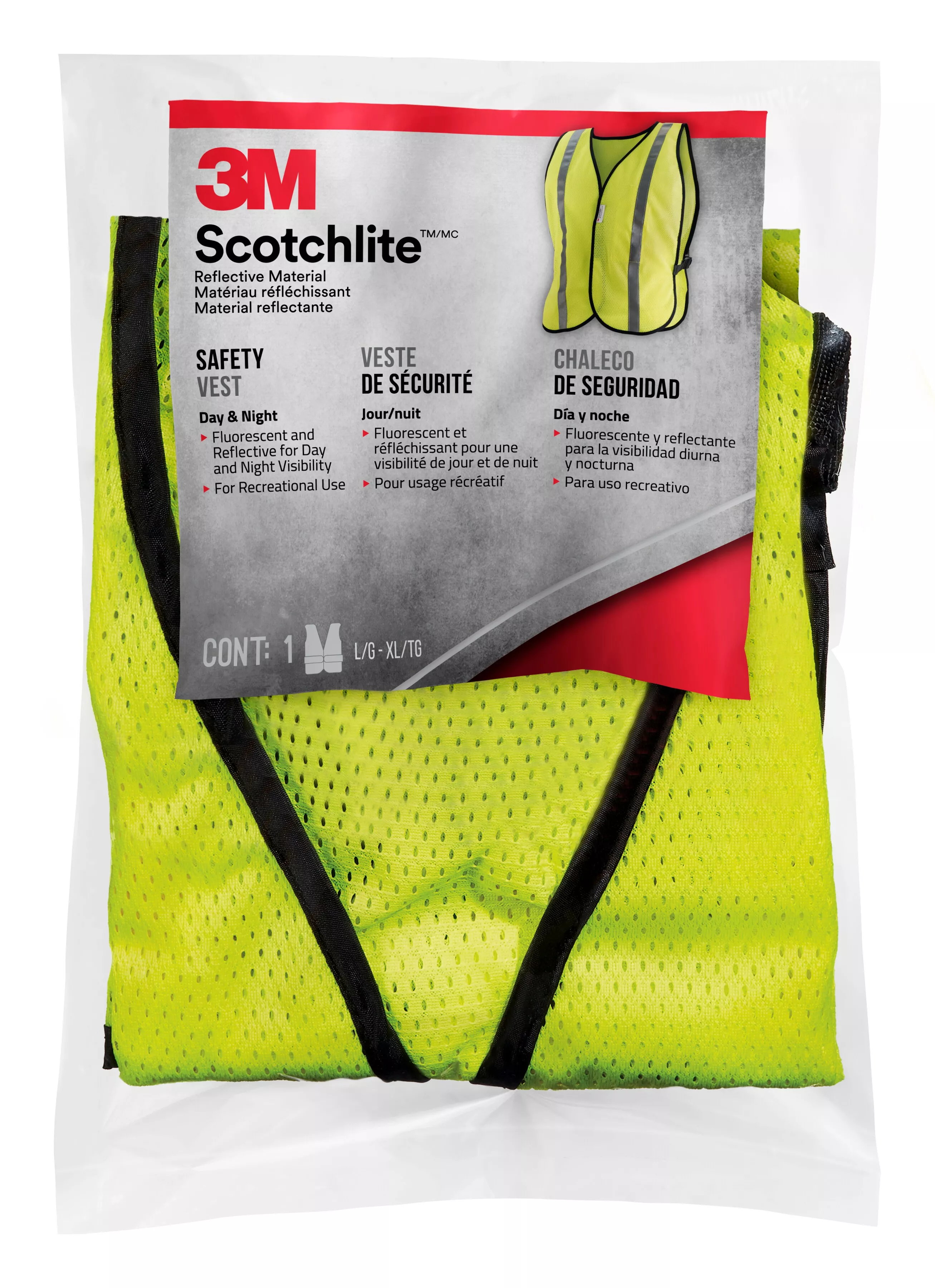 SKU 7100160504 | 3M™ Scotchlite™ Reflective Material Day/Night Safety Vest