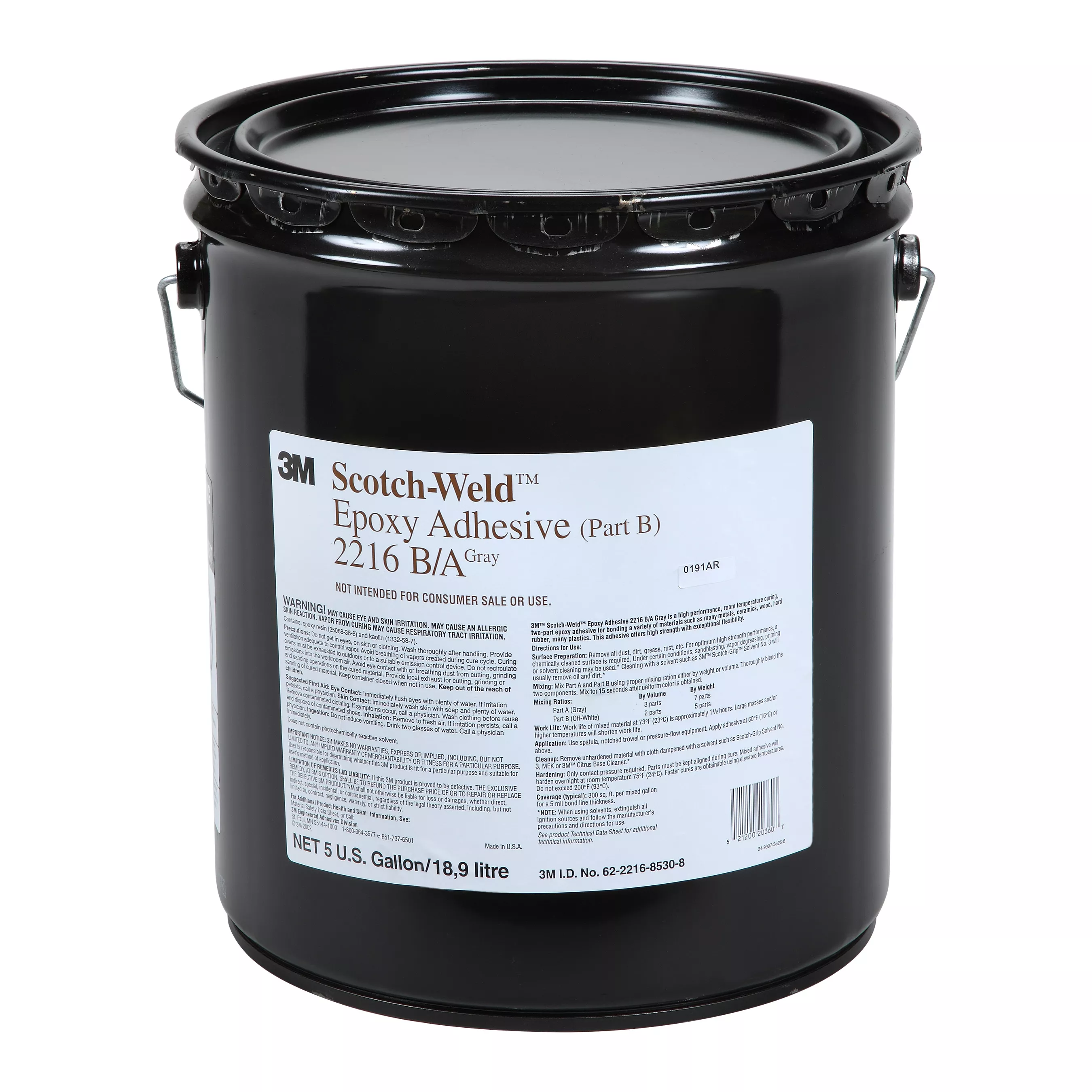 3M™ Scotch-Weld™ Epoxy Adhesive 2216, Gray, Part B, 5 Gallon (Pail), 1
Can/Drum