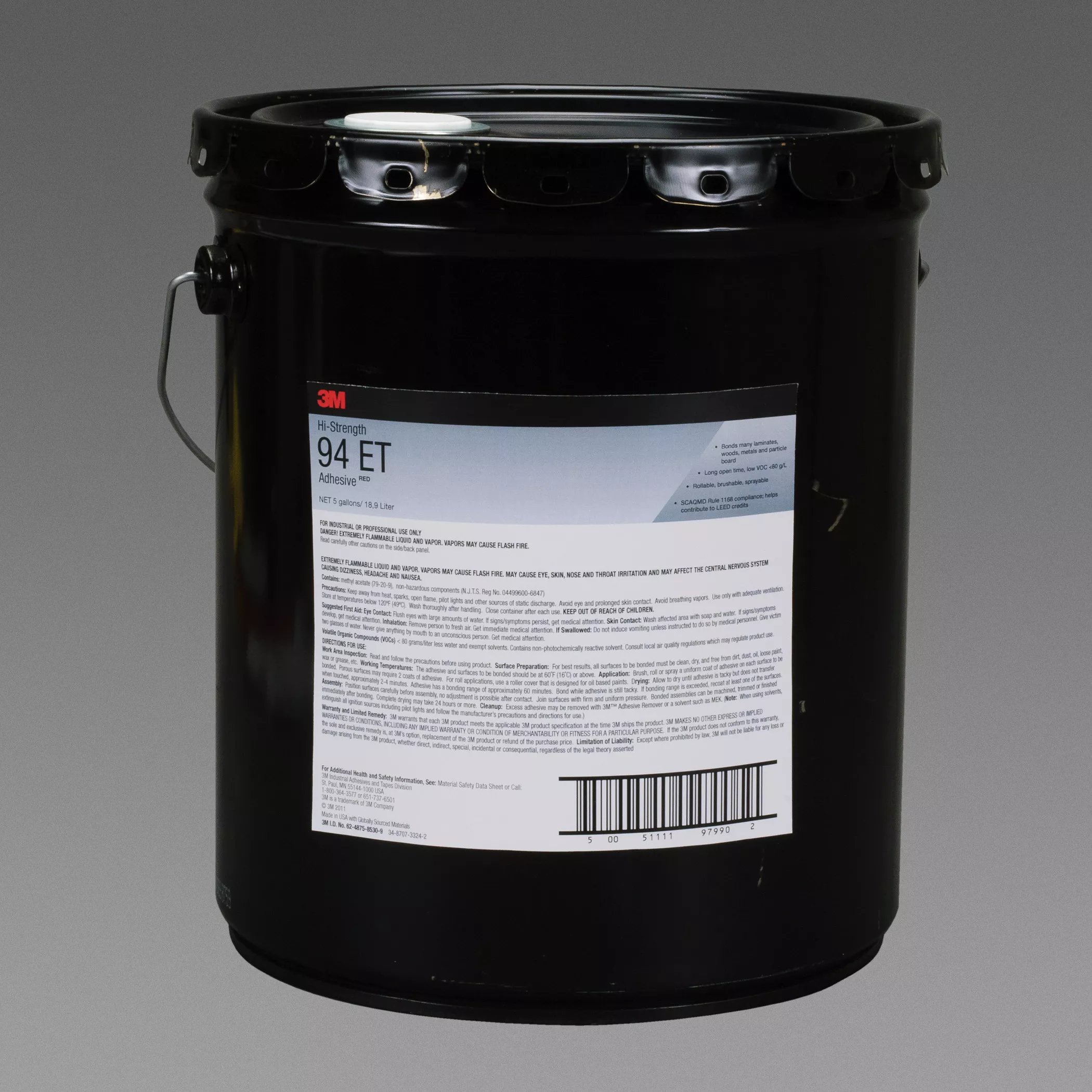 3M™ Hi-Strength 94 ET Adhesive, Red, 5 Gallon (Pail), Drum