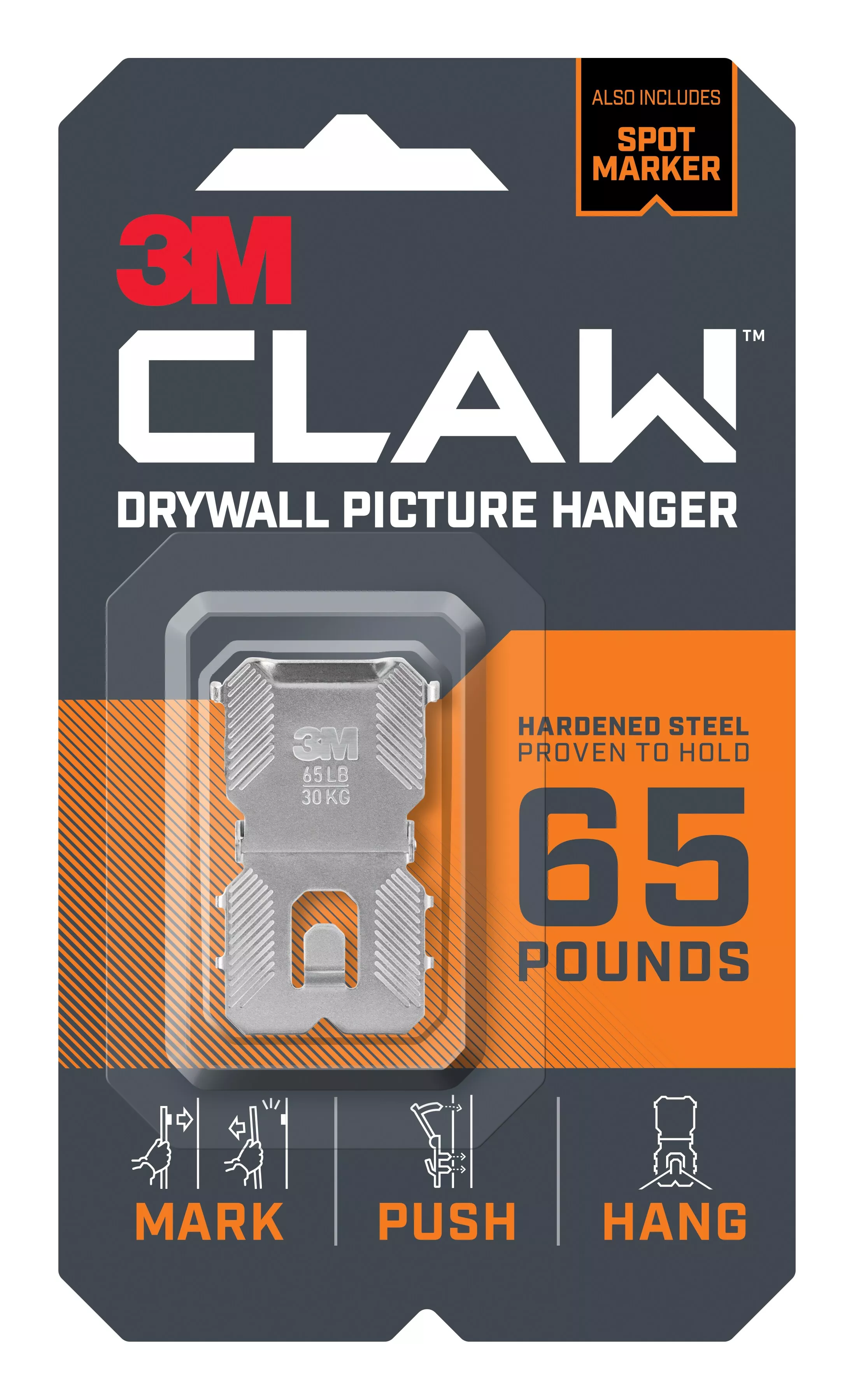 3M CLAW™ 65lb Drywall Picture Hanger with Spot Marker 3PH65M-1EF