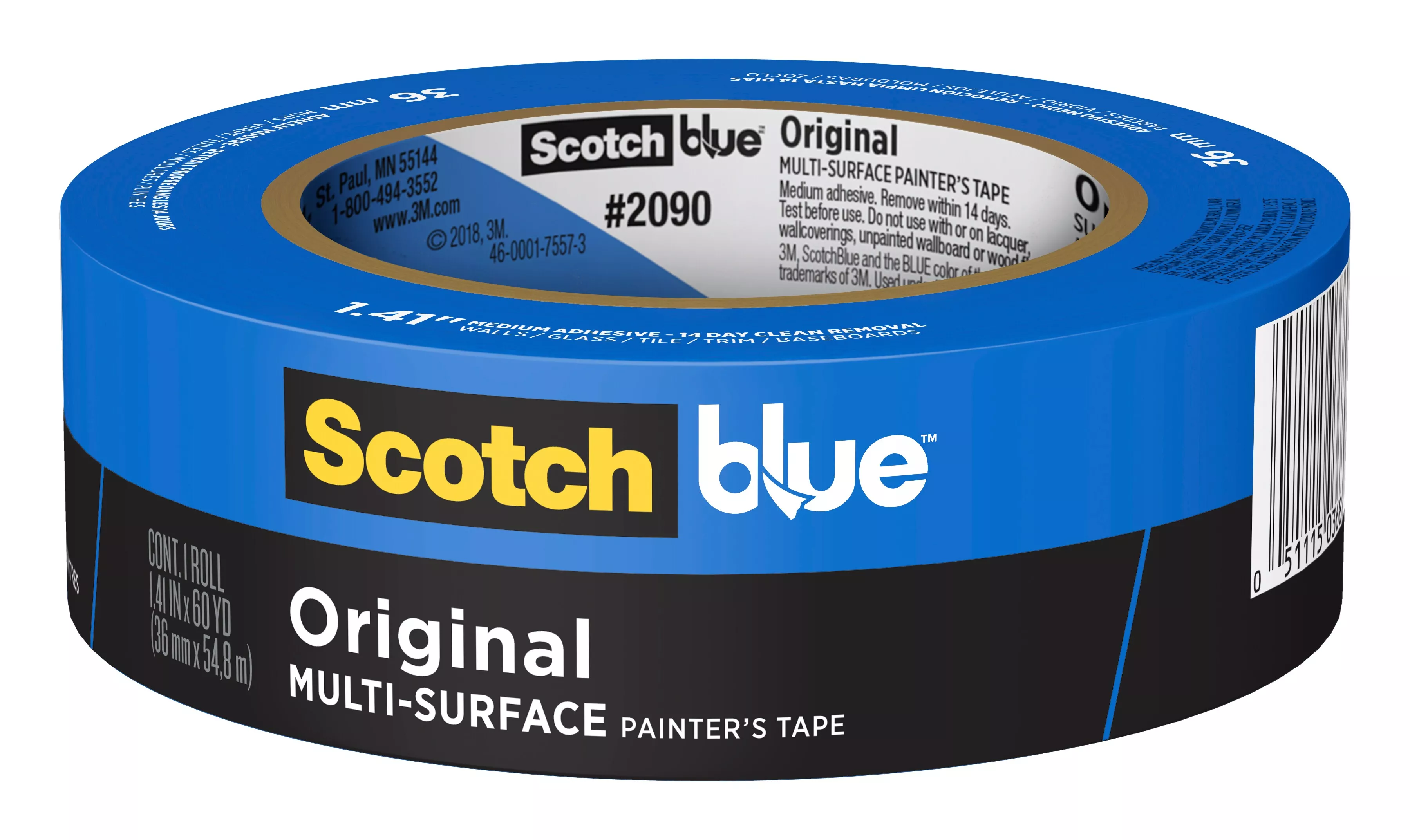 ScotchBlue™ Original Painter's Tape 2090-36NC, 1.41 in x 60 yd (36mm x
54,8m)