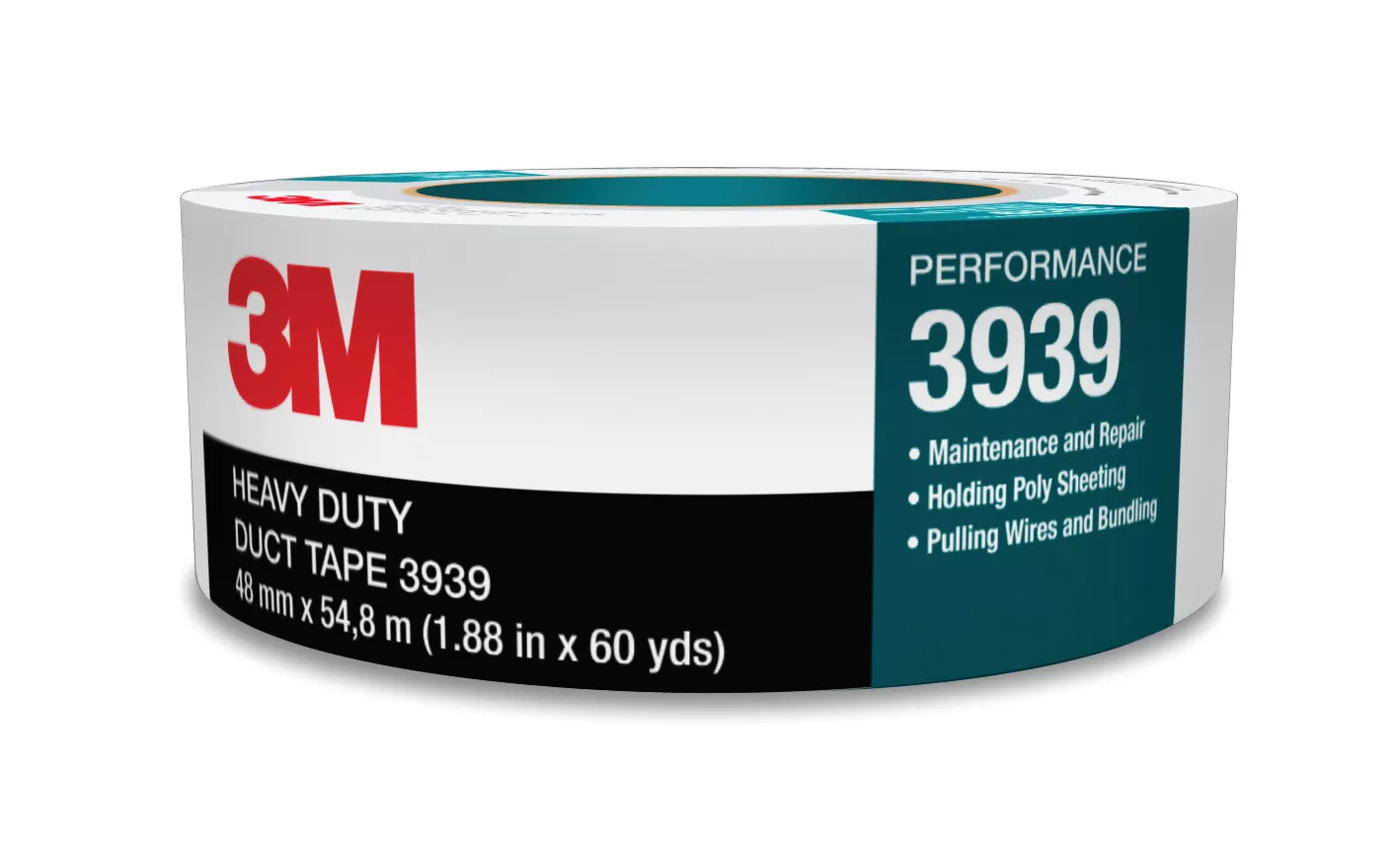 3M™ Heavy Duty Duct Tape 3939, Silver, 48 mm x 54.8 m, 9.0 mil, 24
Roll/Case, Individually Wrapped Conveniently Packaged