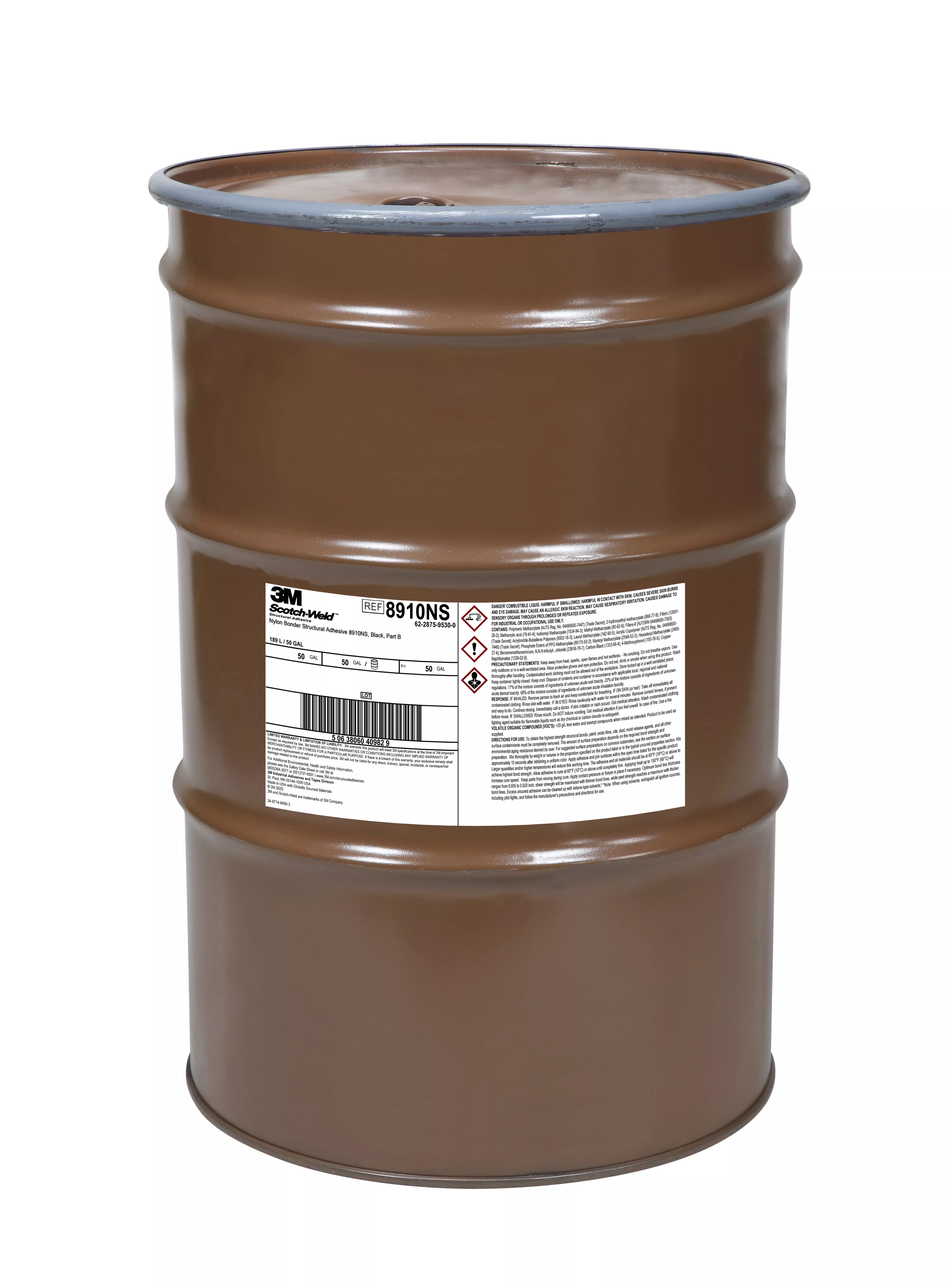 3M™ Scotch-Weld™ Nylon Bonder Structural Adhesive 8910NS, Black, Part B,
55 Gallon (50 Gallon Net), Drum