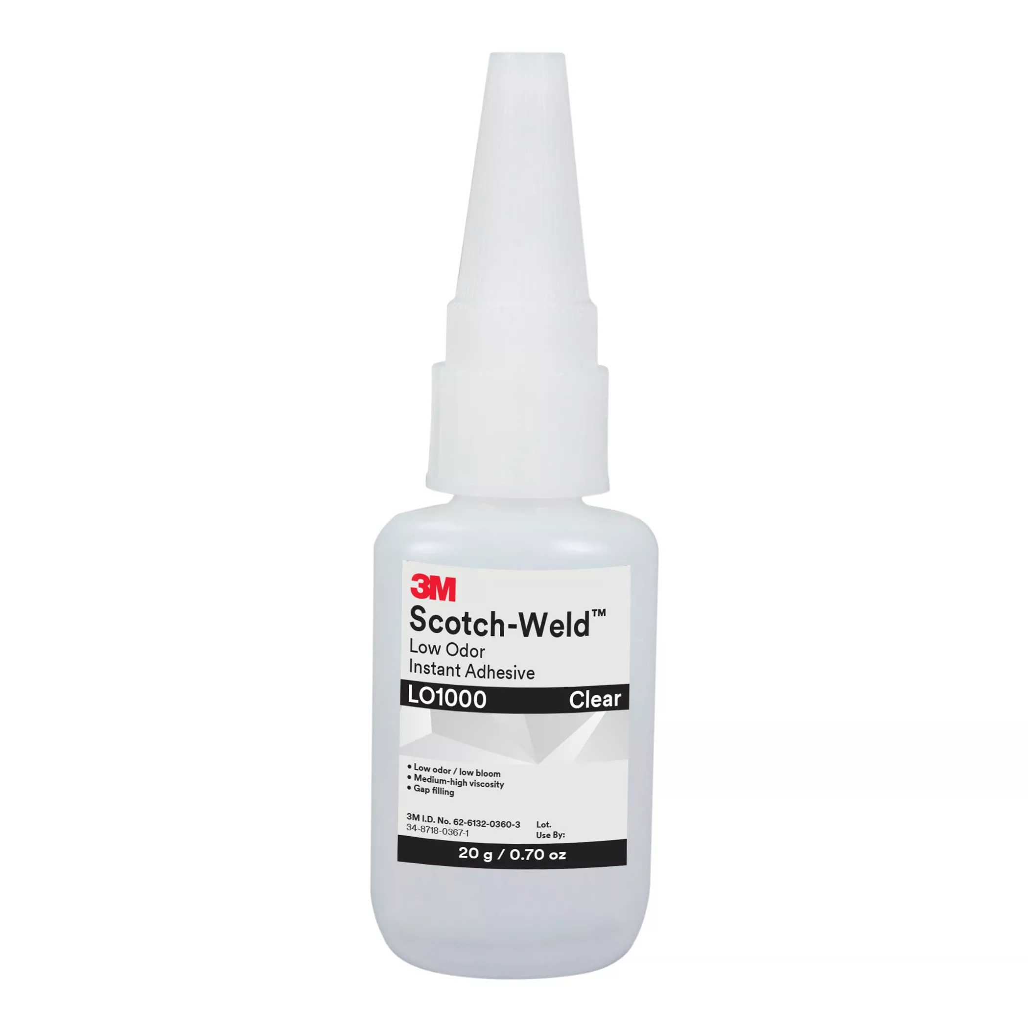 3M™ Scotch-Weld™ Low Odor Instant Adhesive LO1000, Clear, 20 Gram
Bottle, 10/case