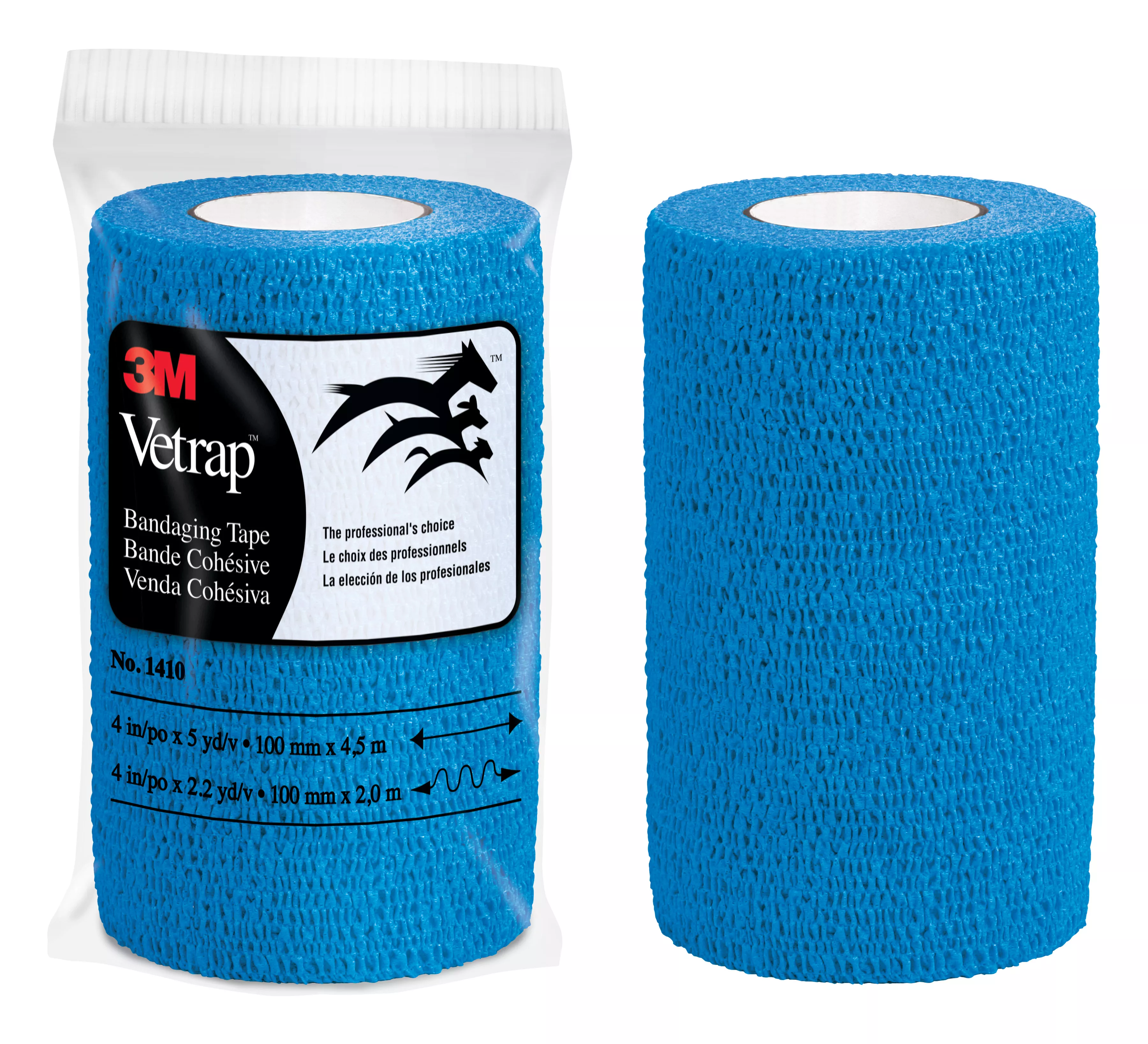 3M™ Vetrap™ Bandaging Tape 1410B-18, Blue, 4 in x 5 yd (100 mm x 4.5 m), 18 Rolls/Case