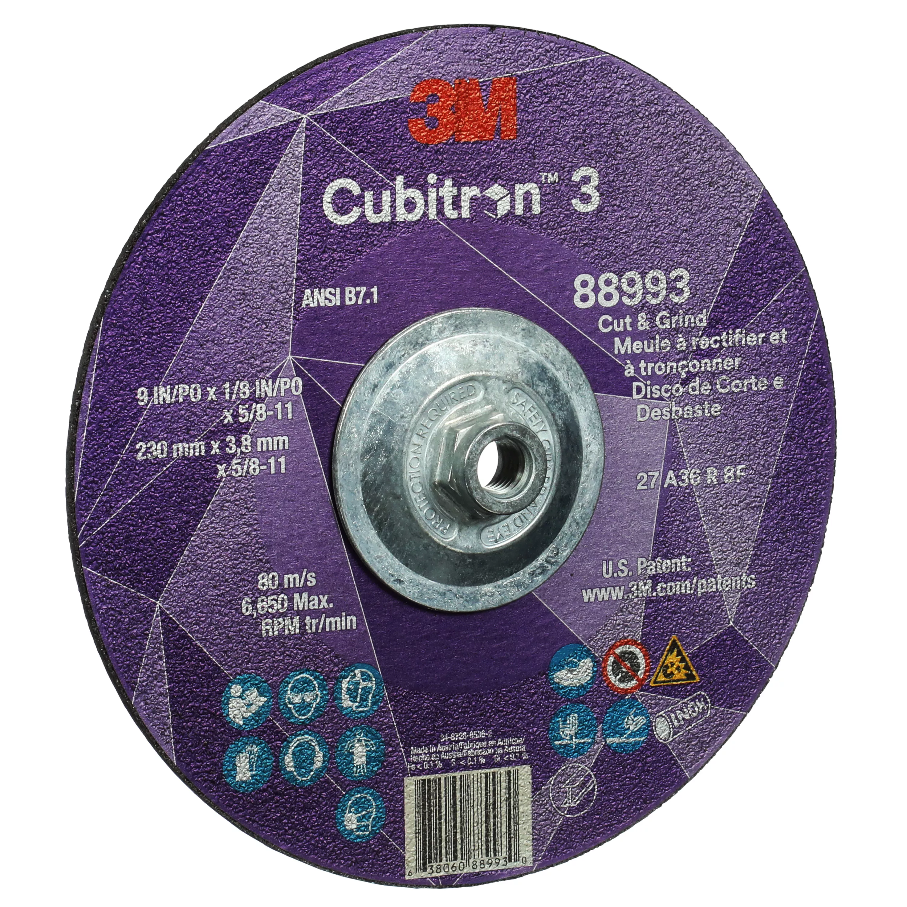 Product Number 88993 | 3M™ Cubitron™ 3 Cut and Grind Wheel