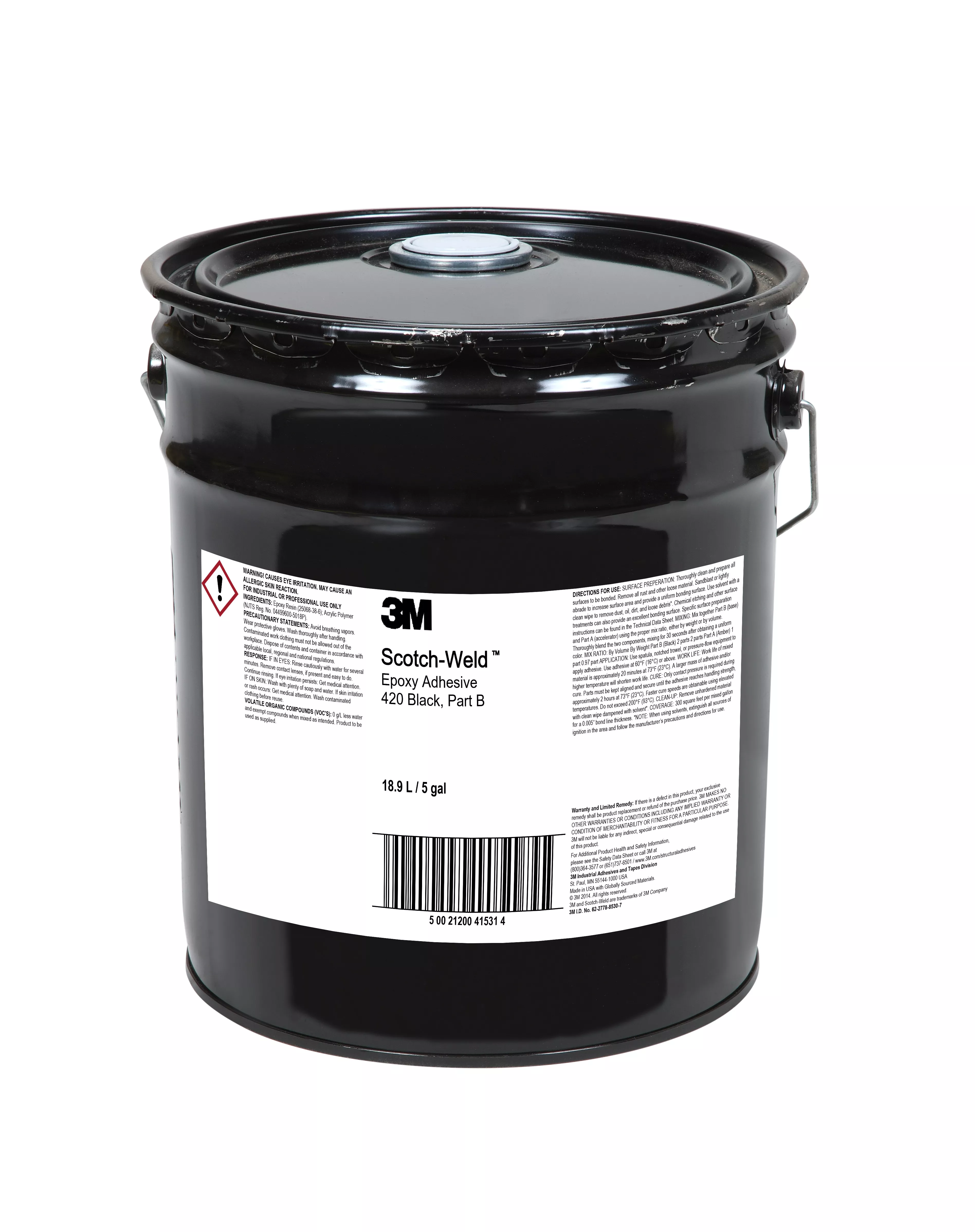 3M™ Scotch-Weld™ Epoxy Adhesive 420, Black, Part B, 5 Gallon (Pail), 1
Can/Drum
