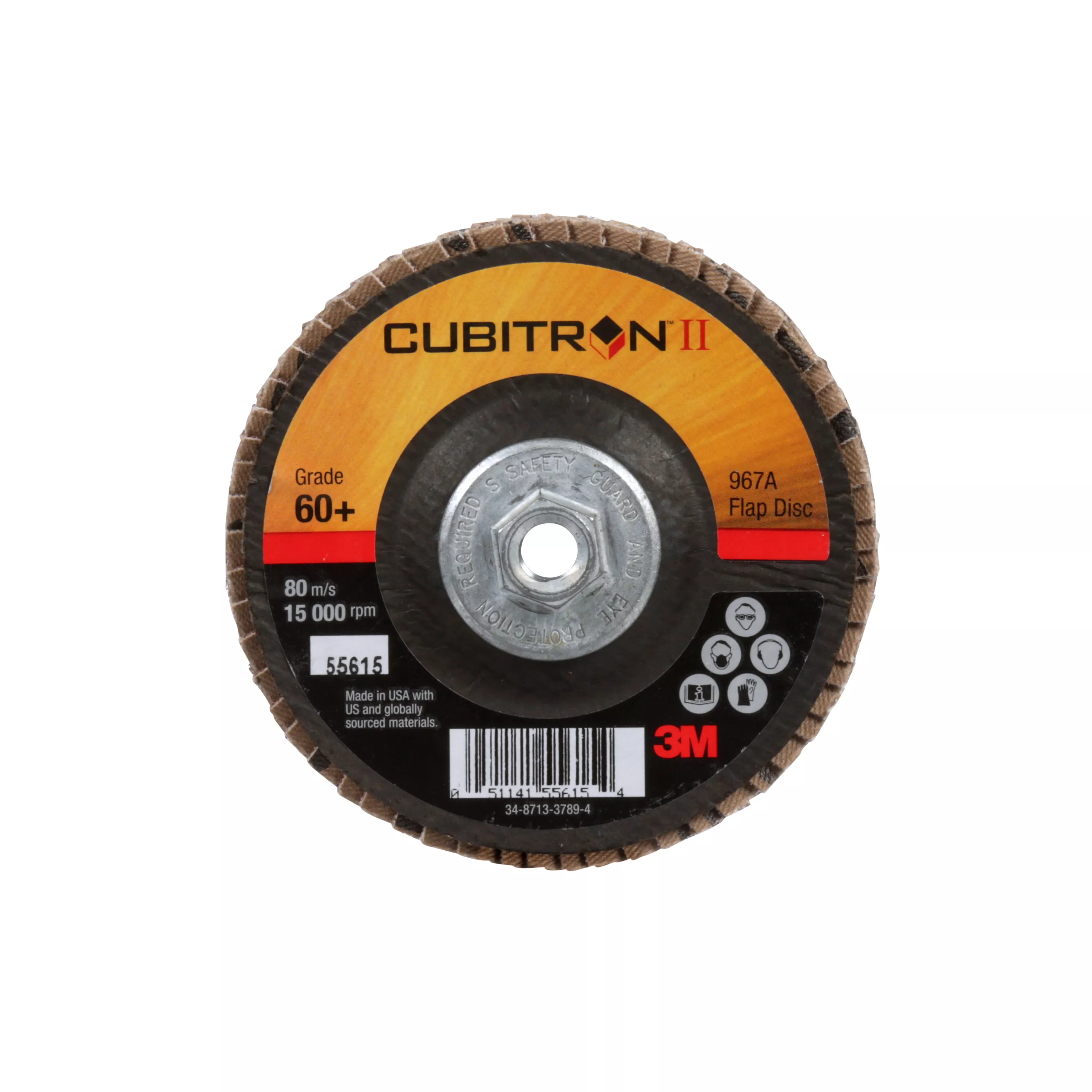 3M™ Cubitron™ II Flap Disc 967A, 60+, T29 Quick Change, 4 in x 3/8
