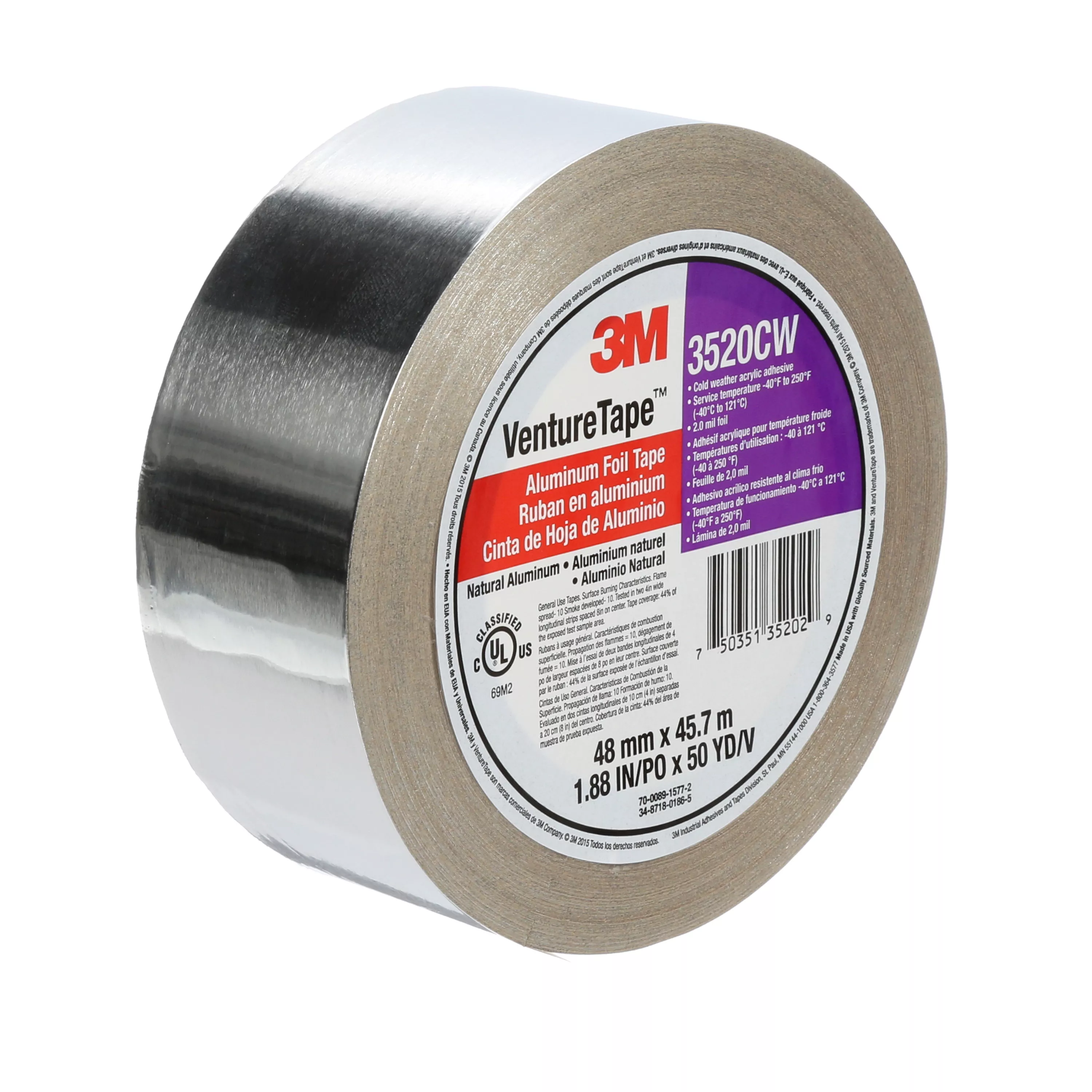 SKU 7100043755 | 3M™ Venture Tape™ Aluminum Foil Tape 3520CW