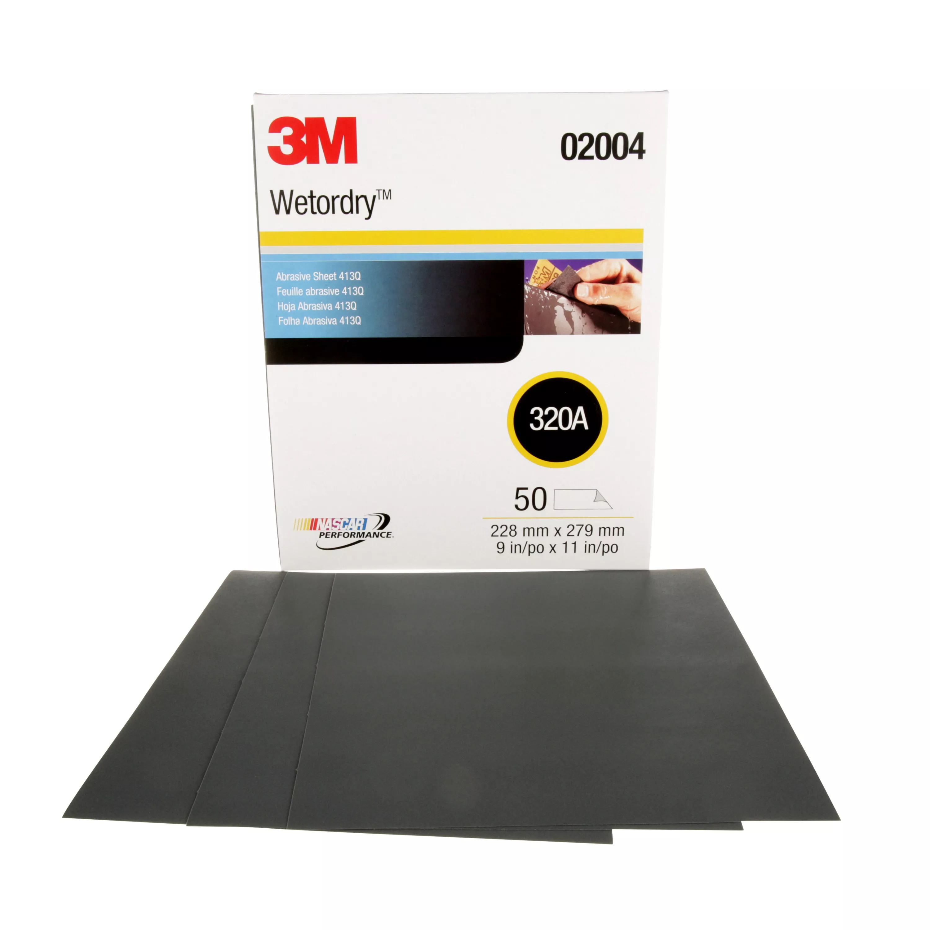 3M™ Wetordry™ Abrasive Sheet 413Q, 02004, 320, 9 in x 11 in, 50 sheets
per carton, 5 cartons per case