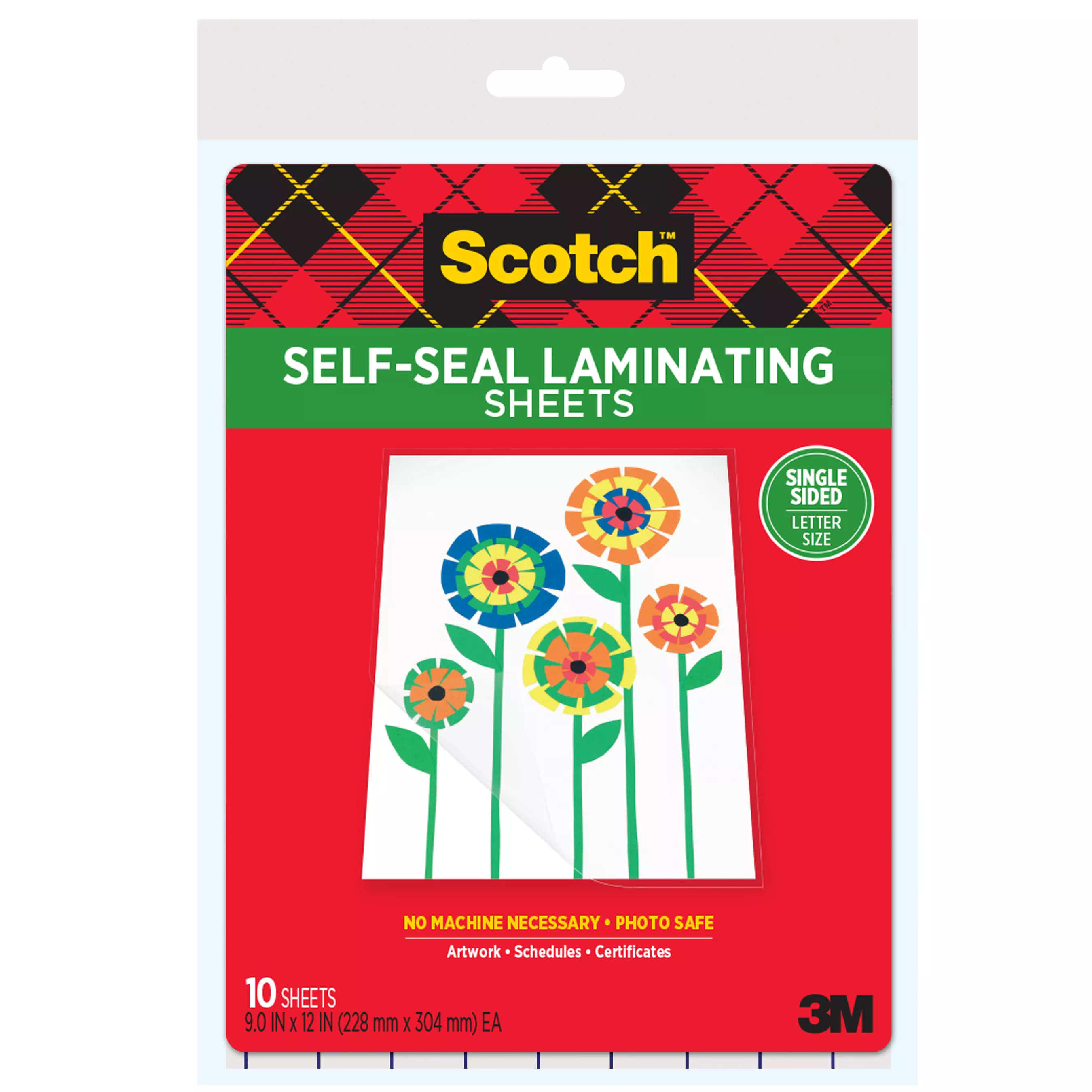 Scotch® Single-Sided Laminating Sheets LS854SS-10, 9 in x 12 in Letter Size Single Sided