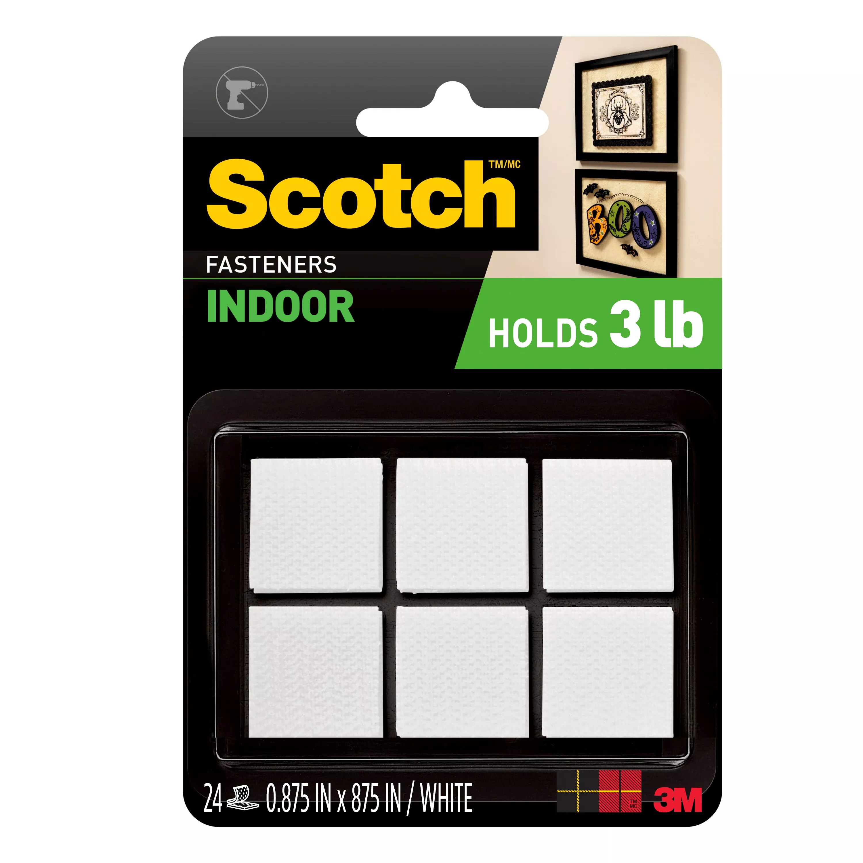 Scotch™ Indoor Fasteners RF7020X, 7/8 in x 7/8 in (22 mm x 22 mm)