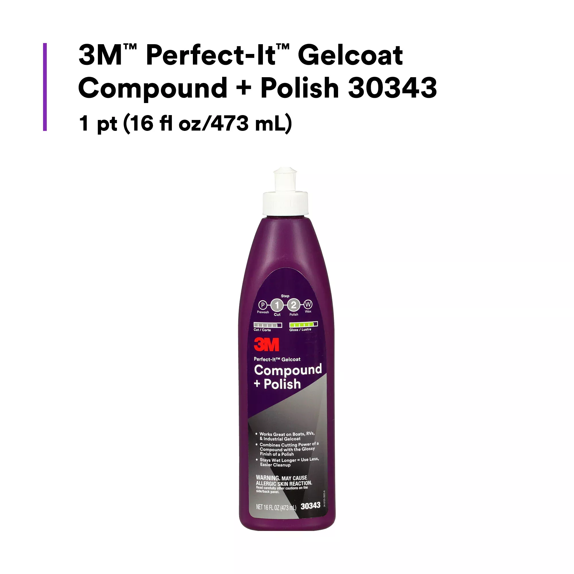 SKU 7100223171 | 3M™ Perfect-It™ Gelcoat Compound + Polish 30343