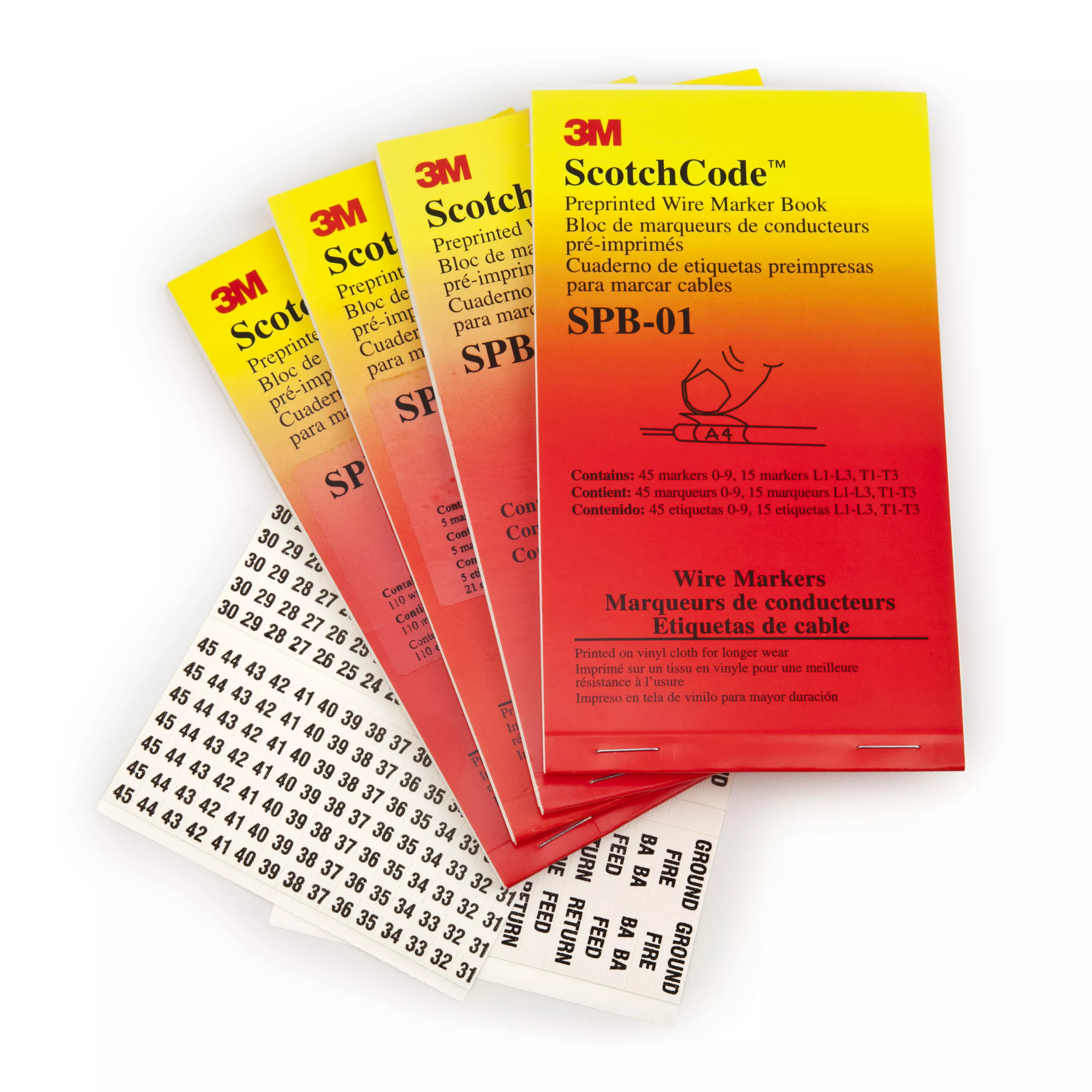 SKU 7000132483 | 3M™ ScotchCode™ Pre-Printed Wire Marker Book SPB-09