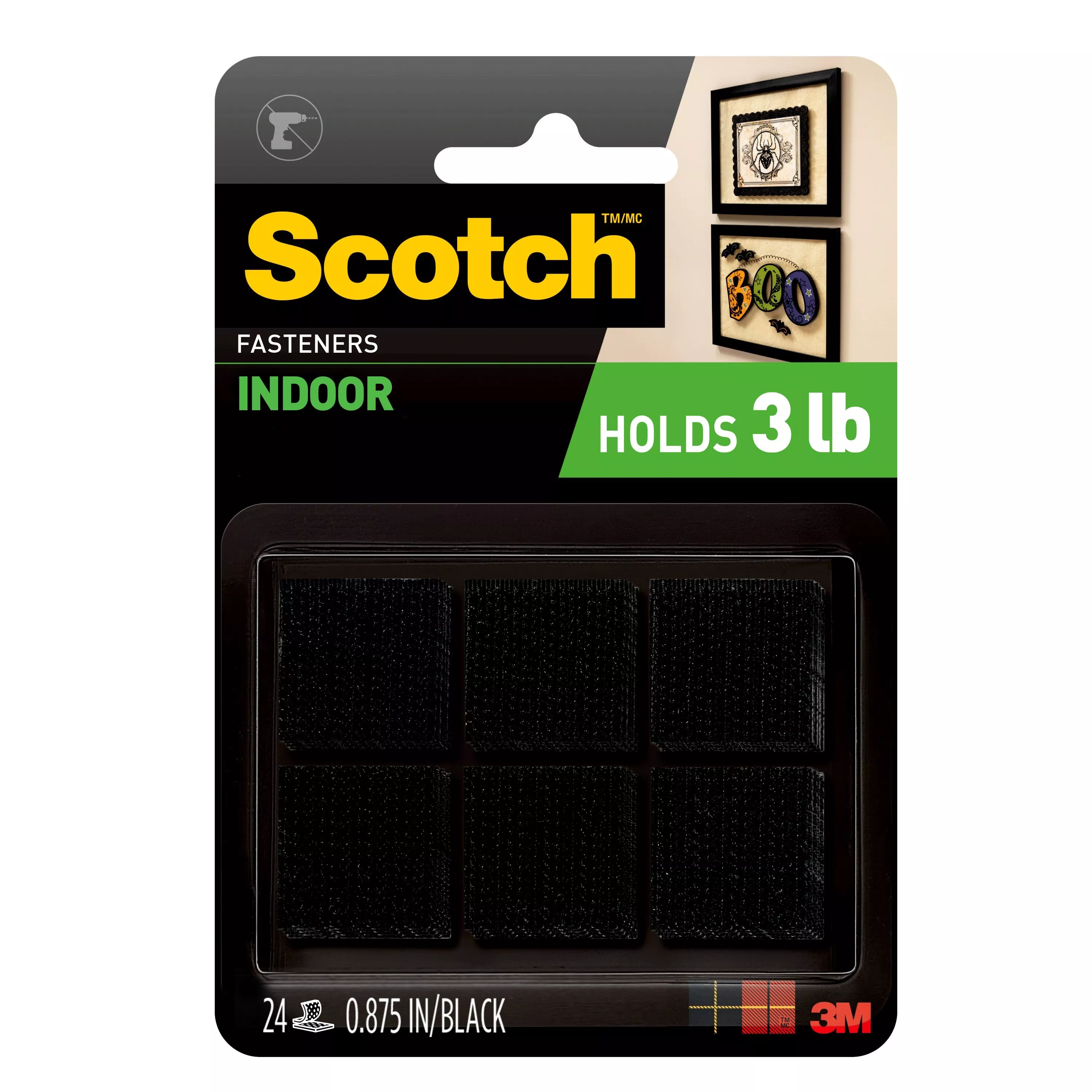 Scotch™ Indoor Fasteners RF7121X, 7/8 in x 7/8 in (22 mm x 22 mm)