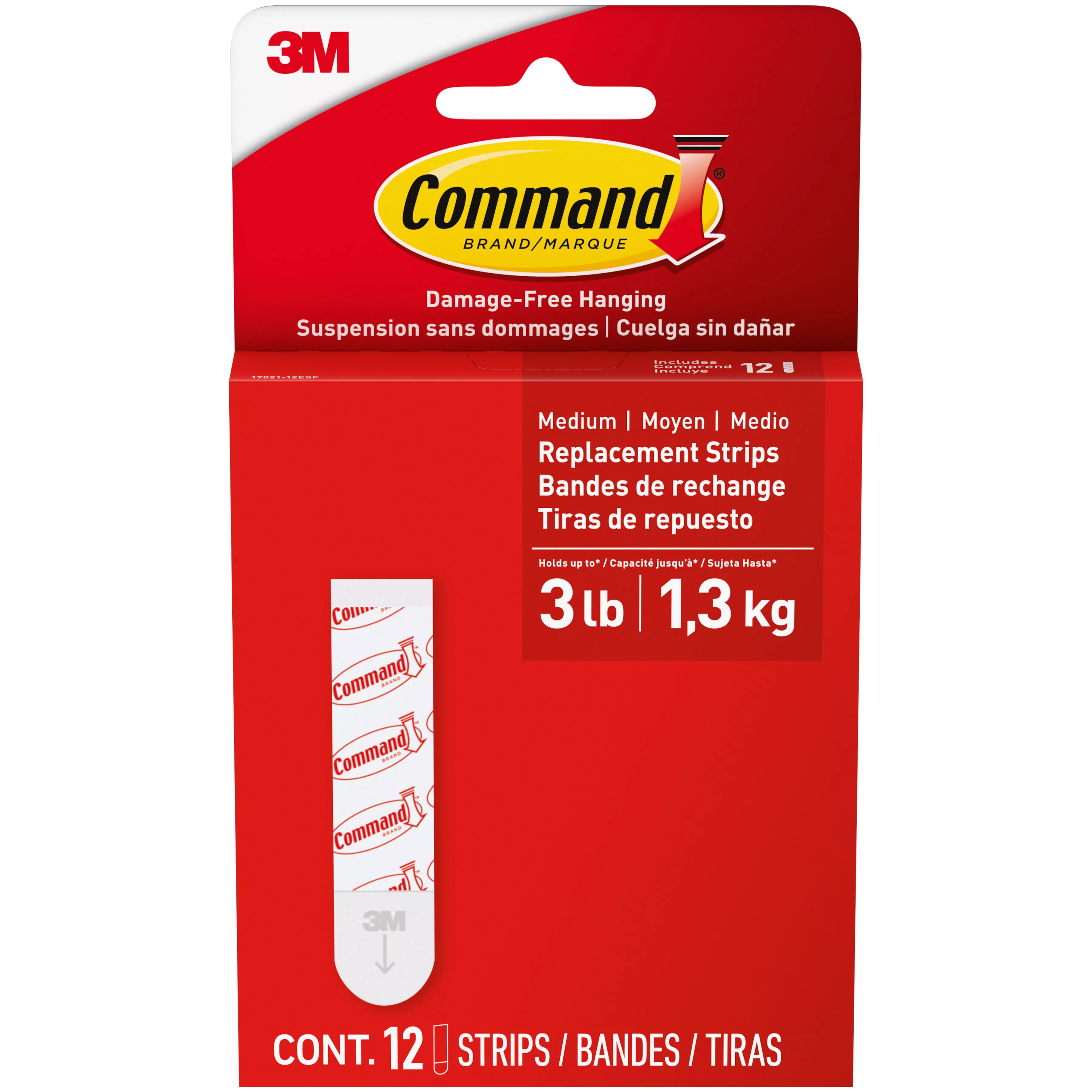 Command™ Medium Foam Replacement Strips 17021-12ESF, 12 Strips