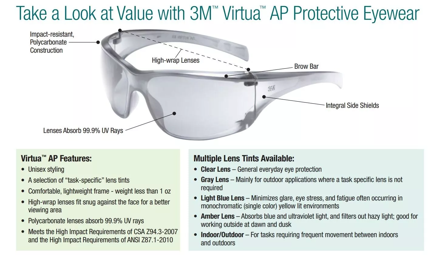 UPC 10078371118164 | 3M™ Virtua™ AP Protective Eyewear 11816-00000-20 Light Blue Hard Coat
Lens