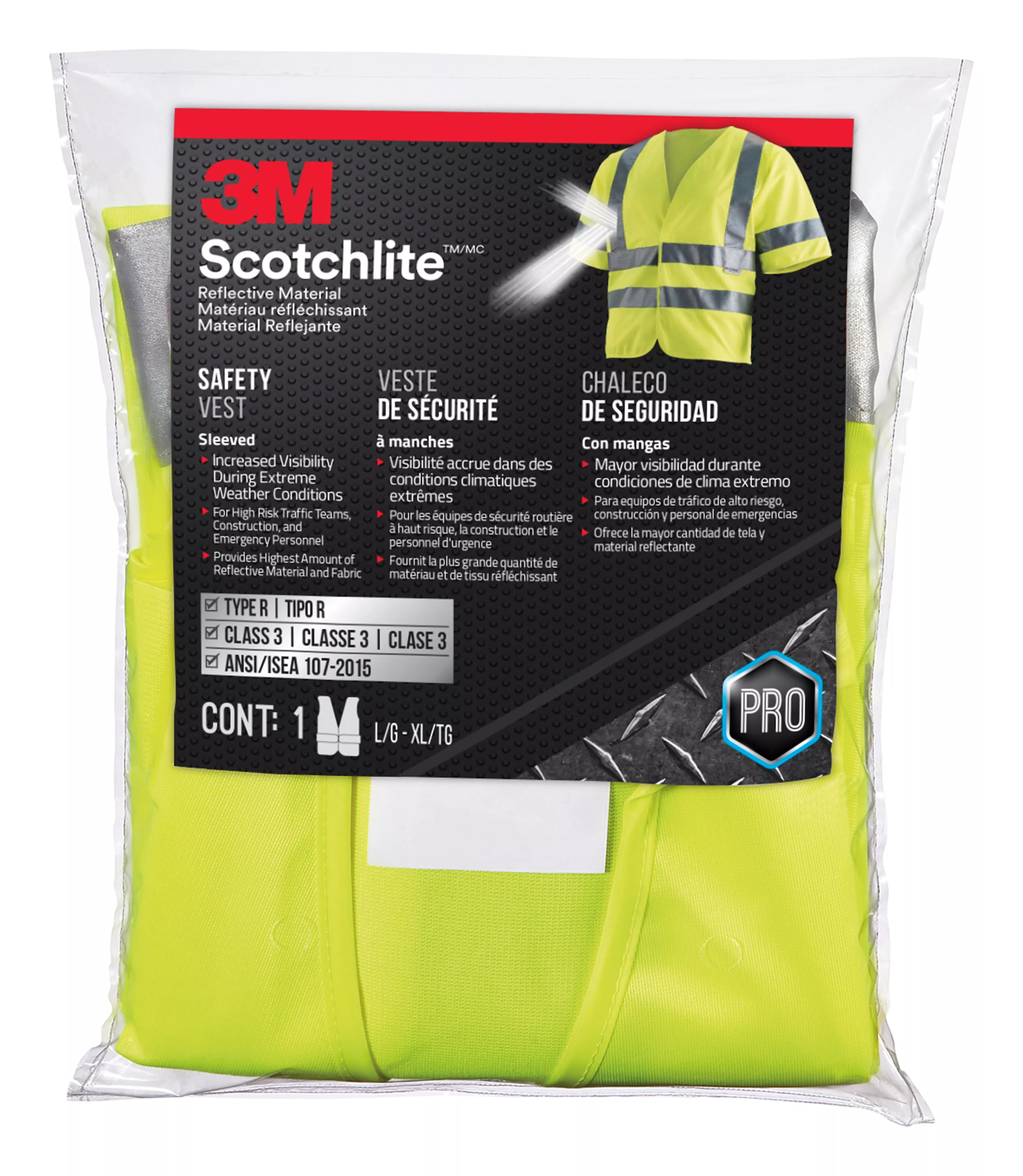 SKU 7100185129 | 3M™ Reflective Vest Short Sleeve Construction Safety Vest– Class 3