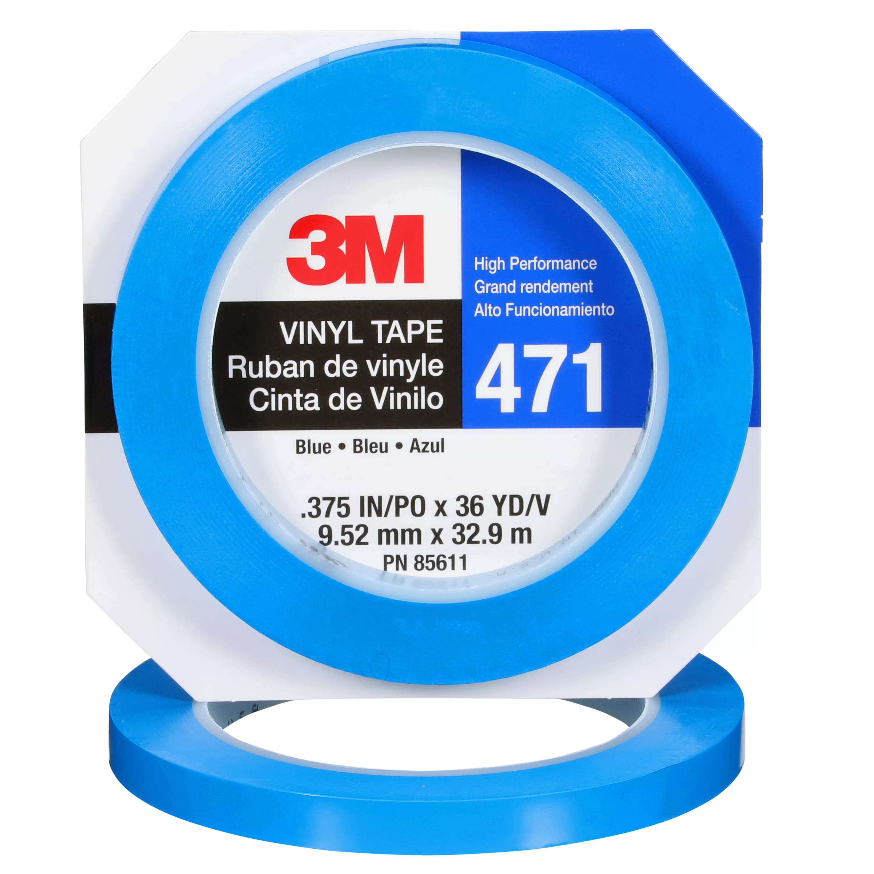 3M™ Vinyl Tape 471, Blue, 3/8 in x 36 yd, 5.2 mil, 96 Roll/Case