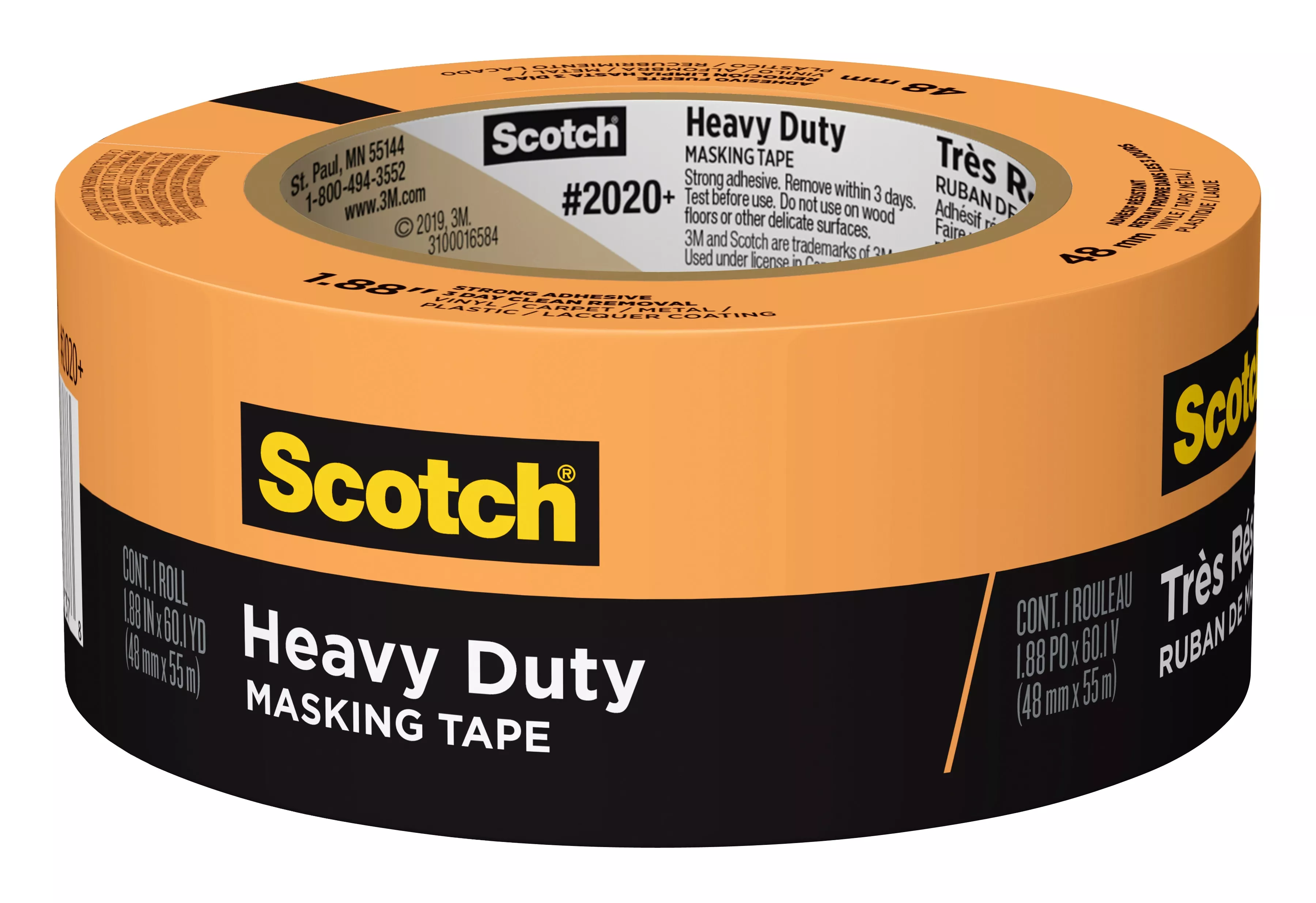 Scotch® Heavy Duty Masking Tape 2020+-48TP, 1.88 in x 60.1 yd (48mm x
55m)