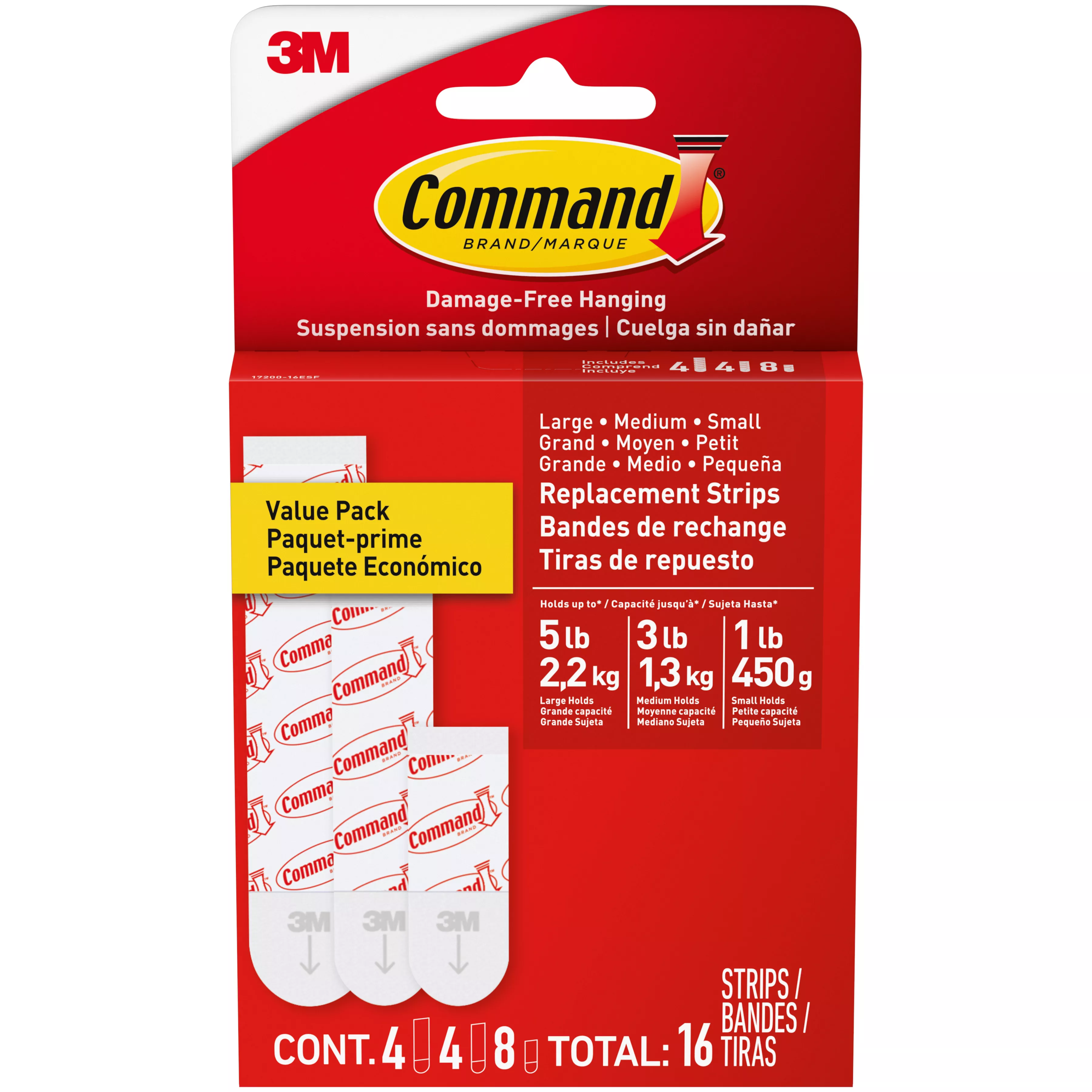 Command™ Assorted Replacement Strips 17200-16ESF, 16 Strips