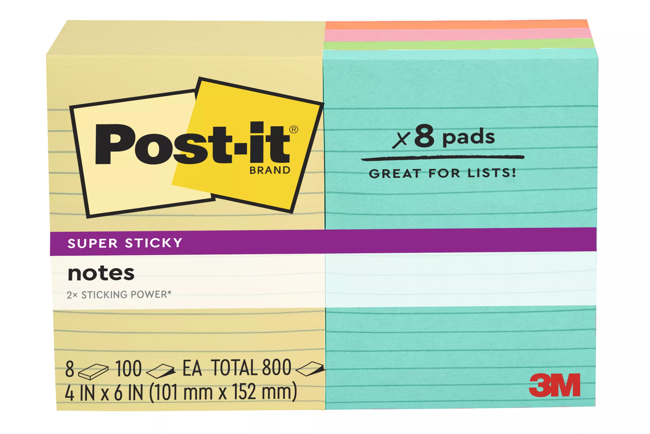 Post-it® Super Sticky Notes 660-8SSCLUB, 4 in x 6 in (101 mm x 152 mm)
Canary and Rio de Janeiro Collections