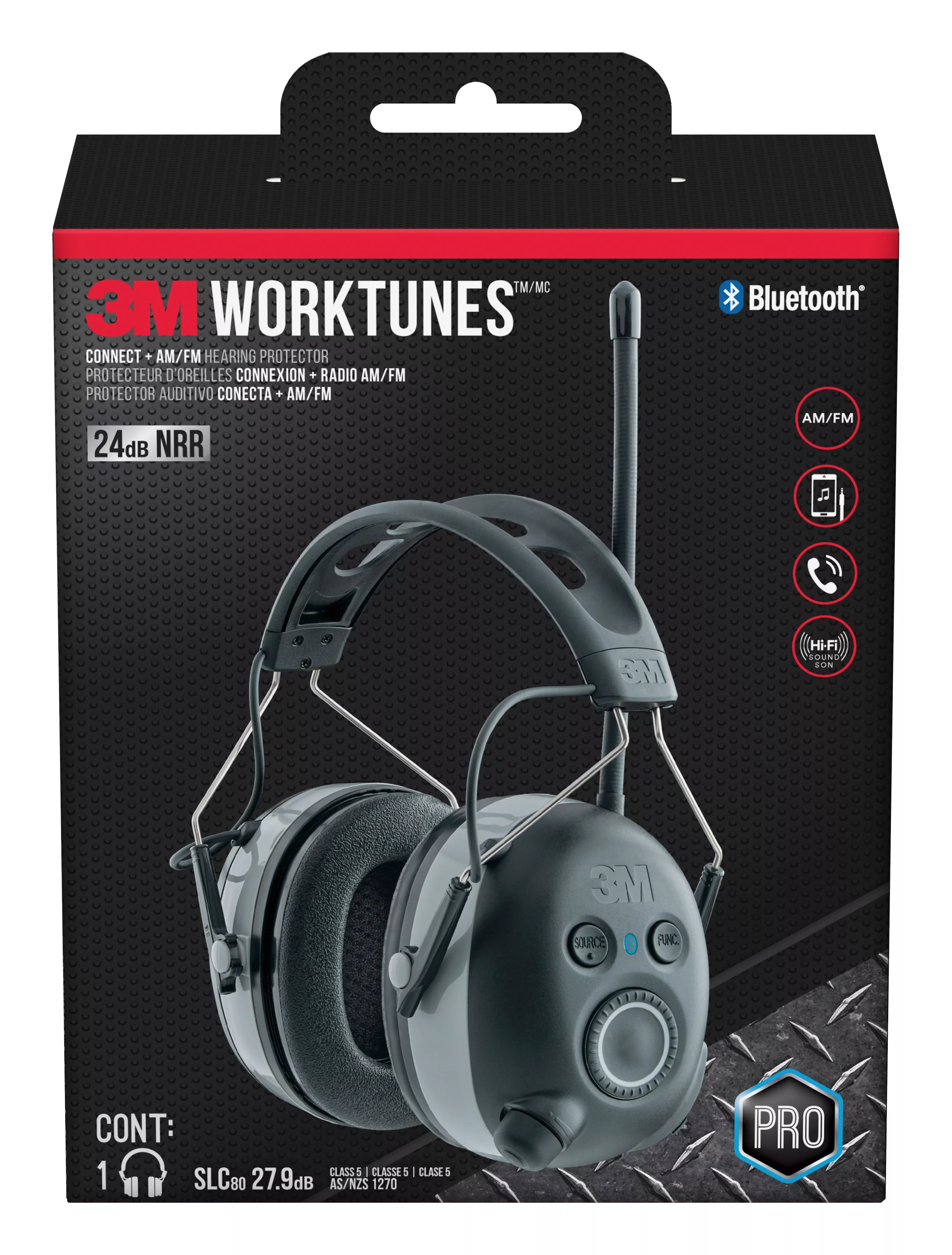 3M™ WorkTunes™ Connect + AM/FM Hearing Protector with Bluetooth® Technology, 90542H1-DC-PS, 3 eaches/case