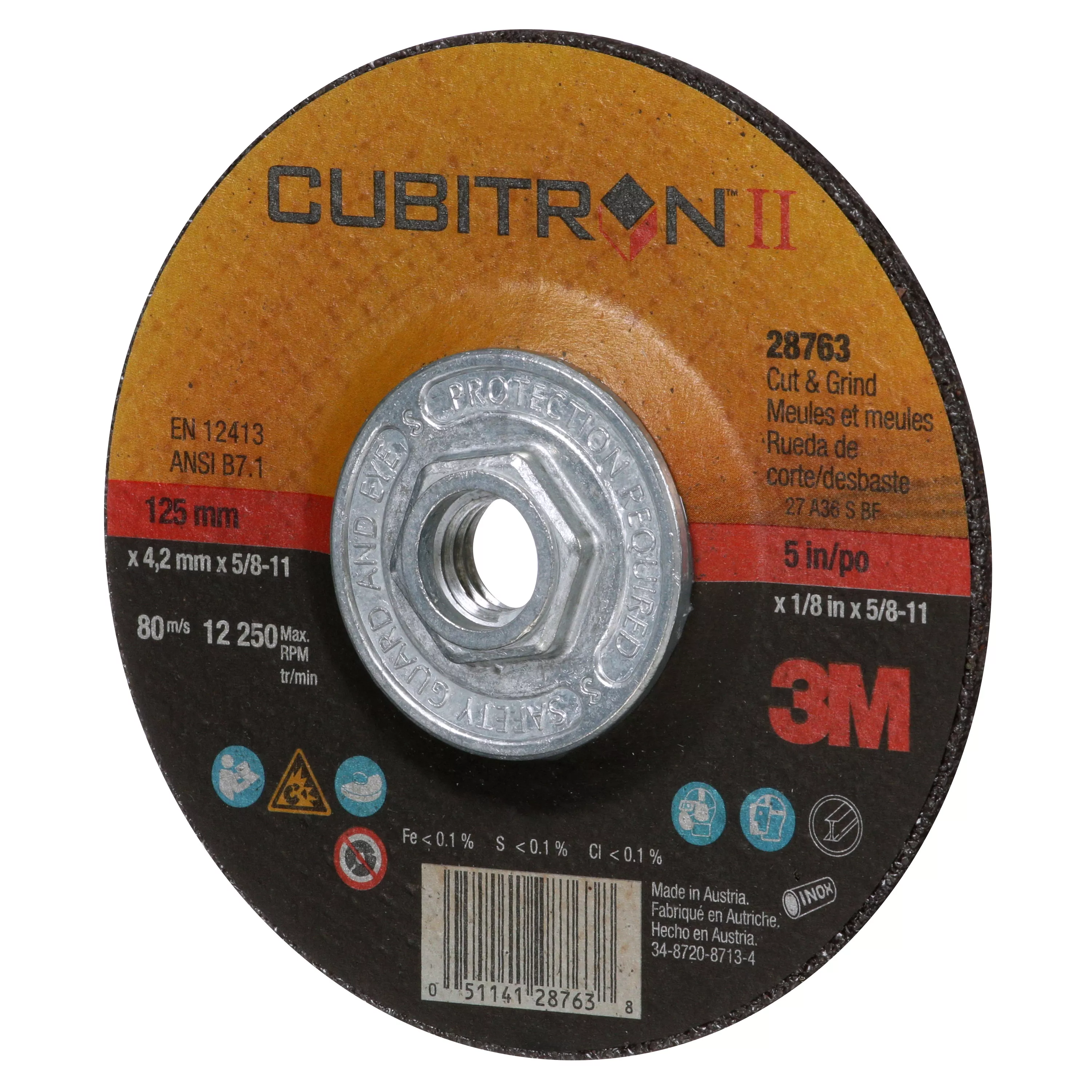 Product Number 28763 | 3M™ Cubitron™ II Cut and Grind Wheel