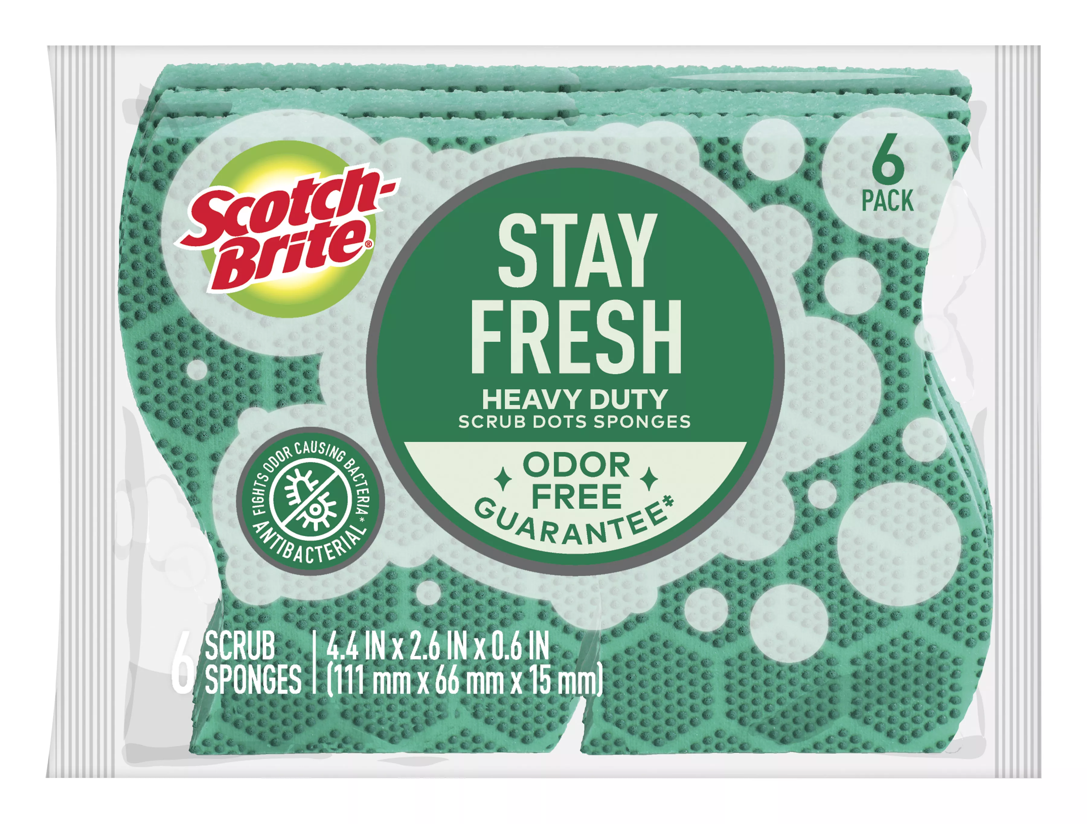 Scotch-Brite® Stay Fresh Heavy Duty Scrub Dots Sponge 30306-4, 4/6