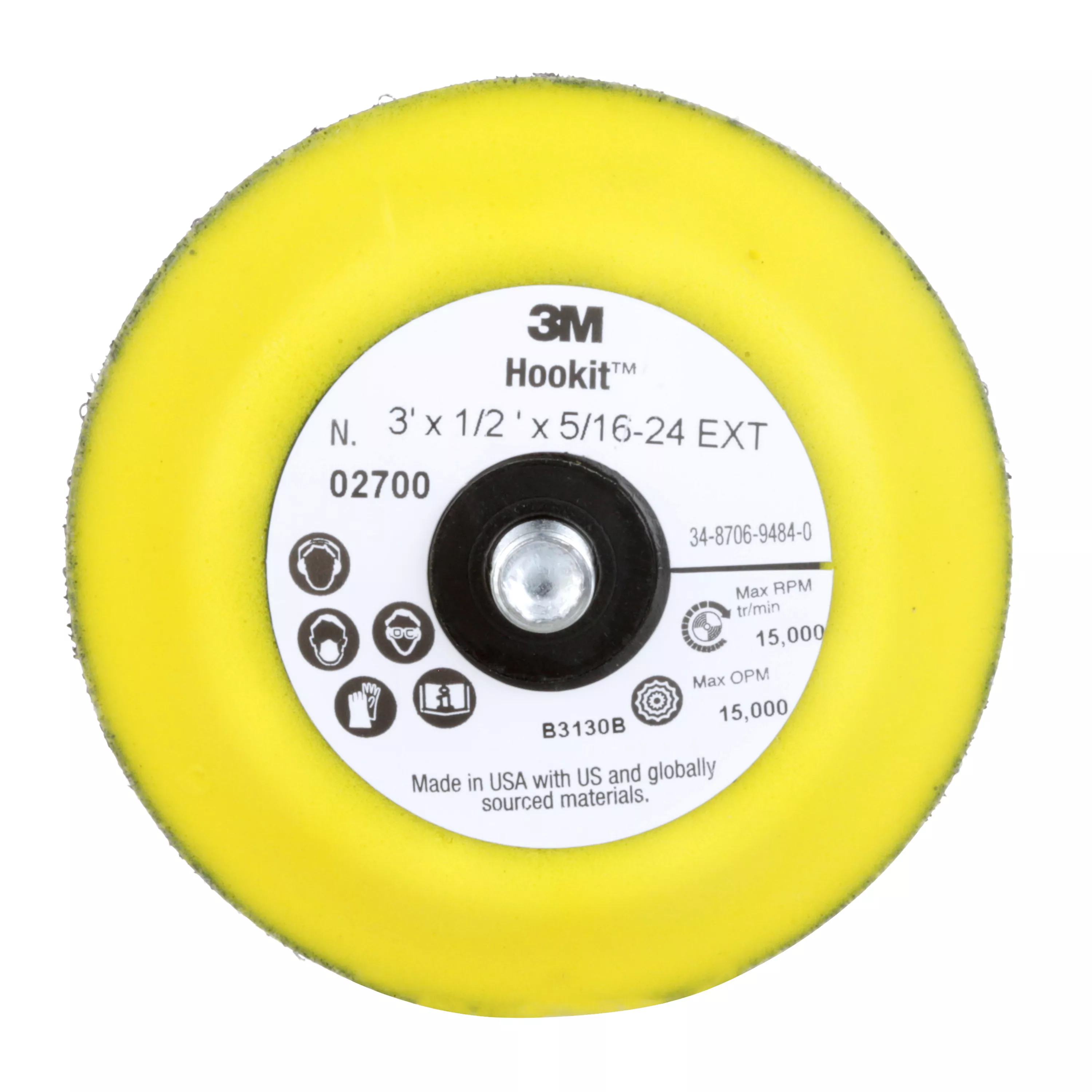 3M™ Hookit™ Disc Pad 02700, 3 in x 1/2 in 5/16-24 External, 5 ea/Case