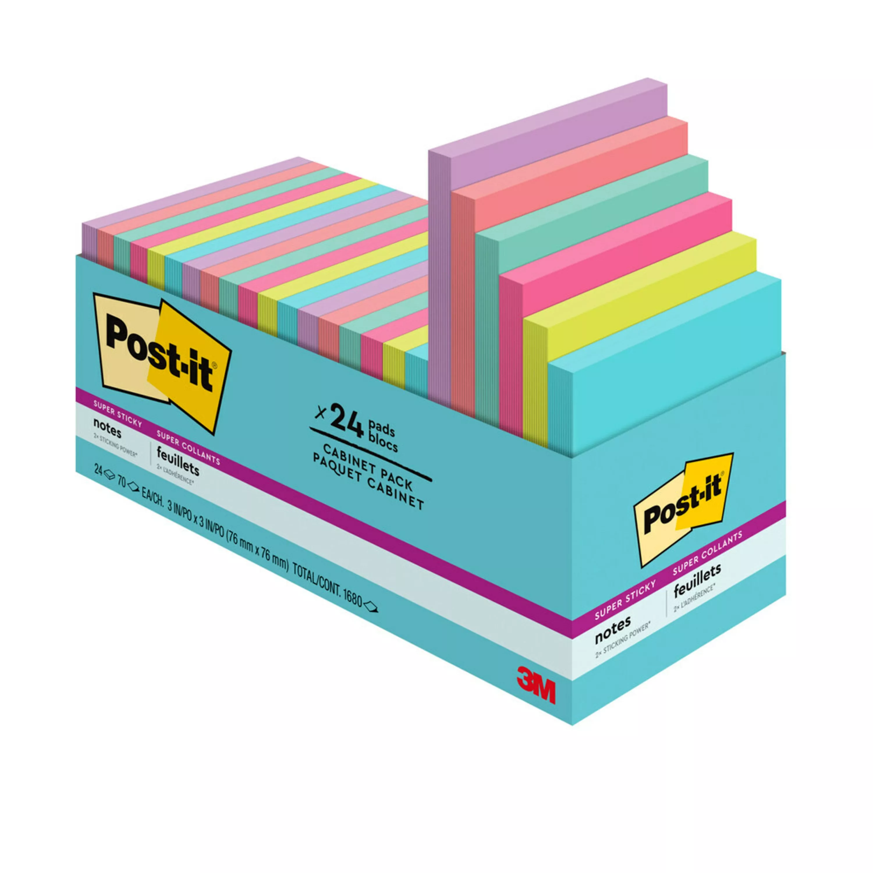 Post-it® Notes 654-24SSMIA-CP, 3 in x 3 in (76 mm x 76 mm)