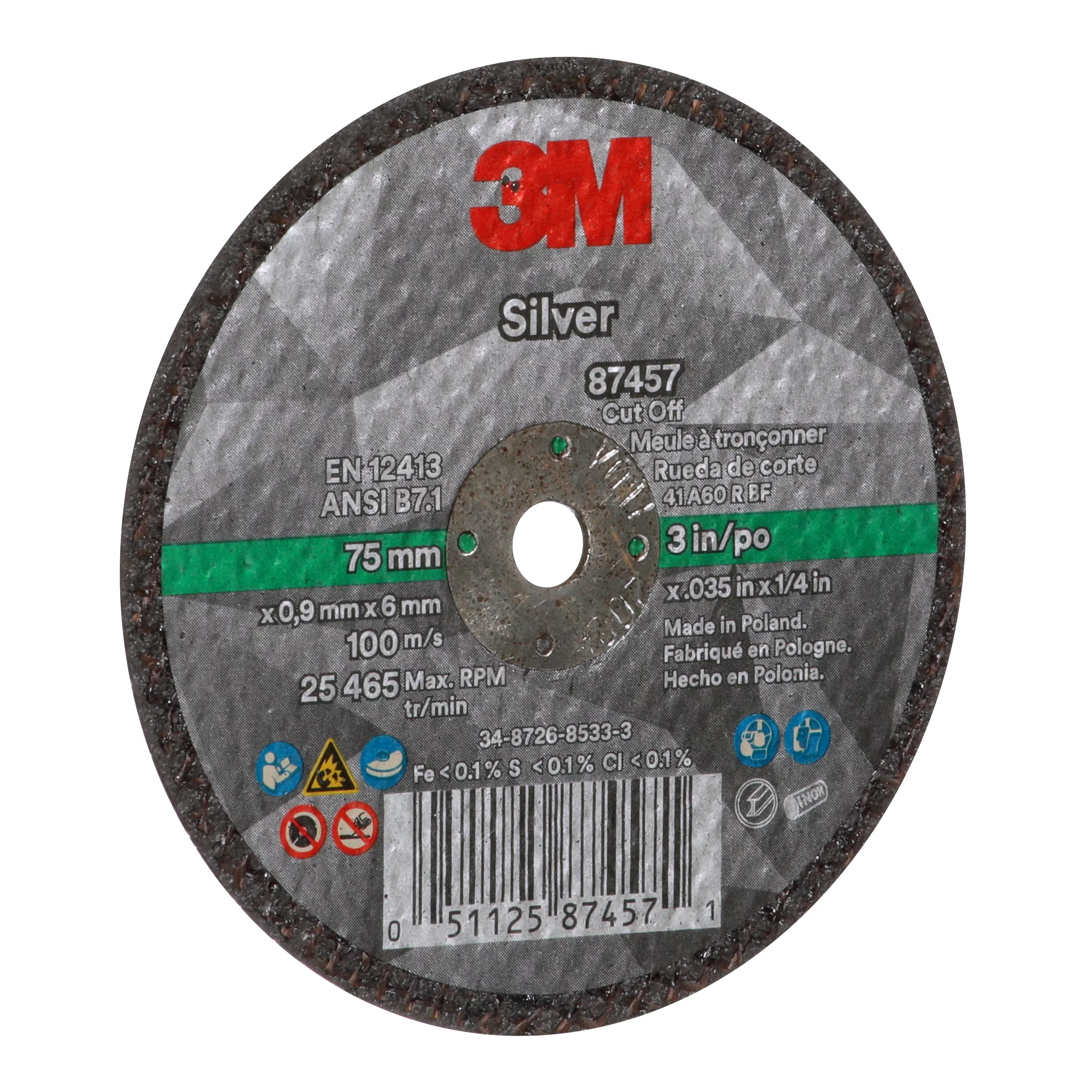 SKU 7100138406 | 3M™ Silver Cut-Off Wheel