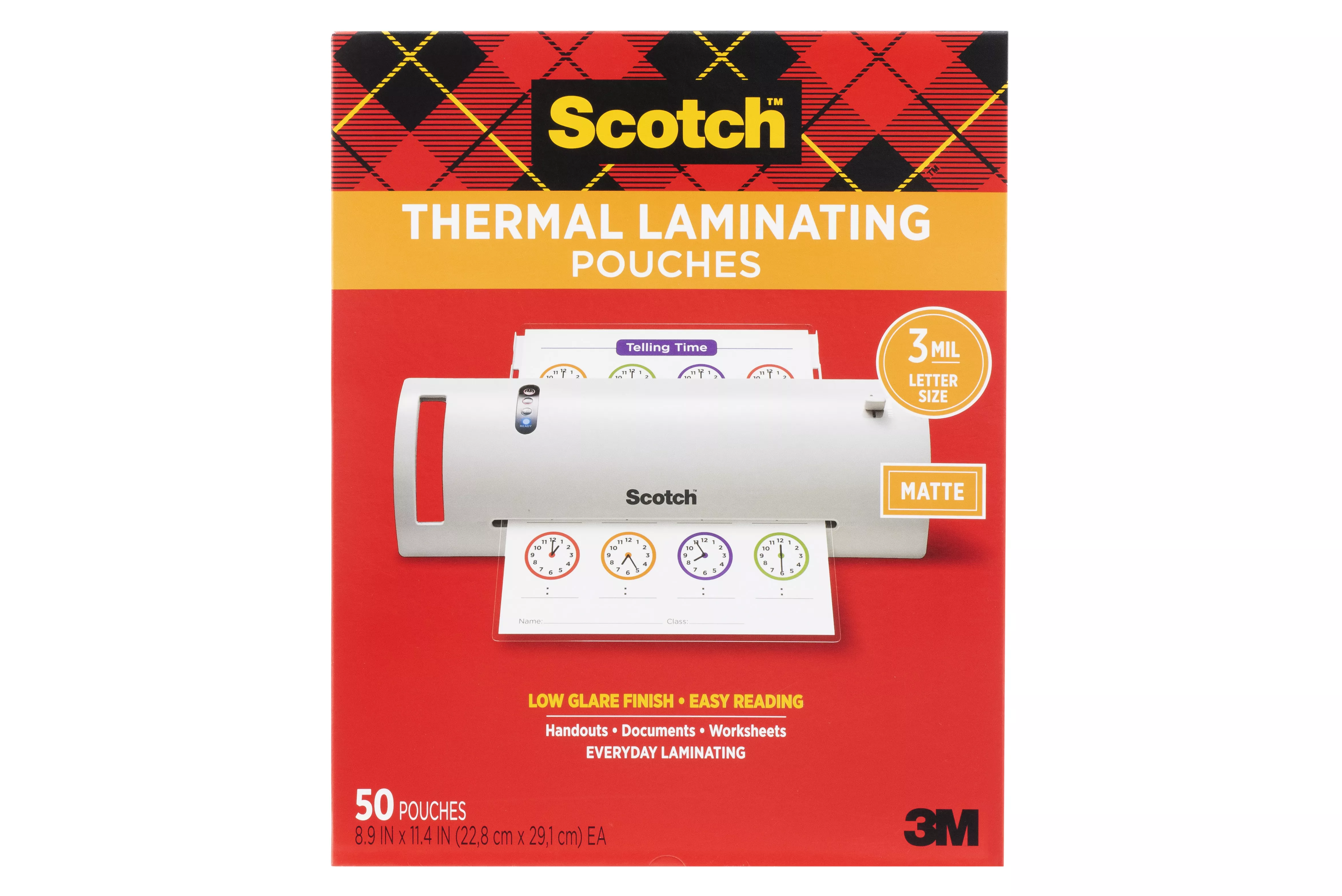 Scotch™ Thermal Laminating Pouches TP3854-50M, 8.9 in x 11.4 in (22.8 cm x 29.1 cm)