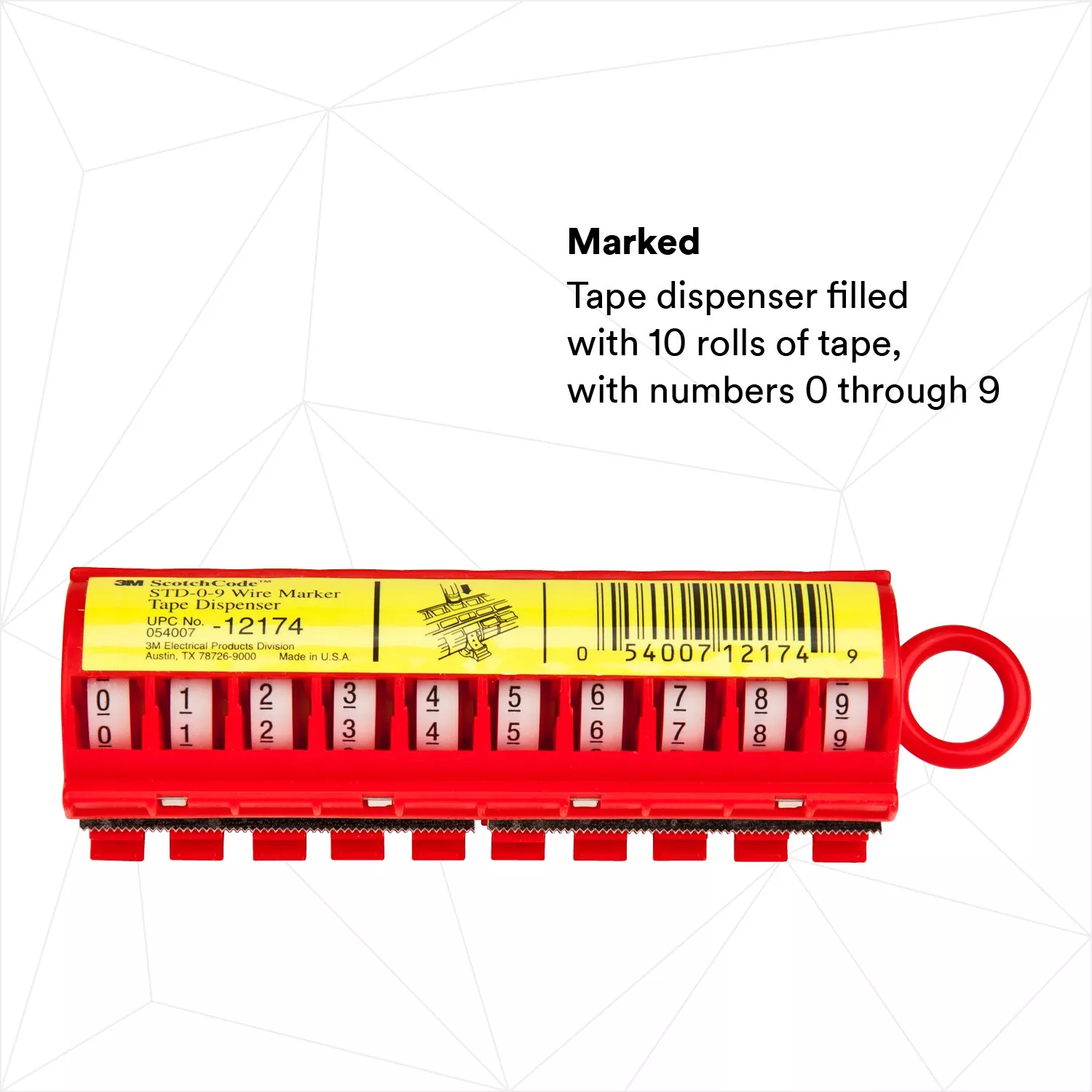 SKU 7000006035 | 3M™ ScotchCode™ Wire Marker Tape Dispenser with Tape STD-0-9