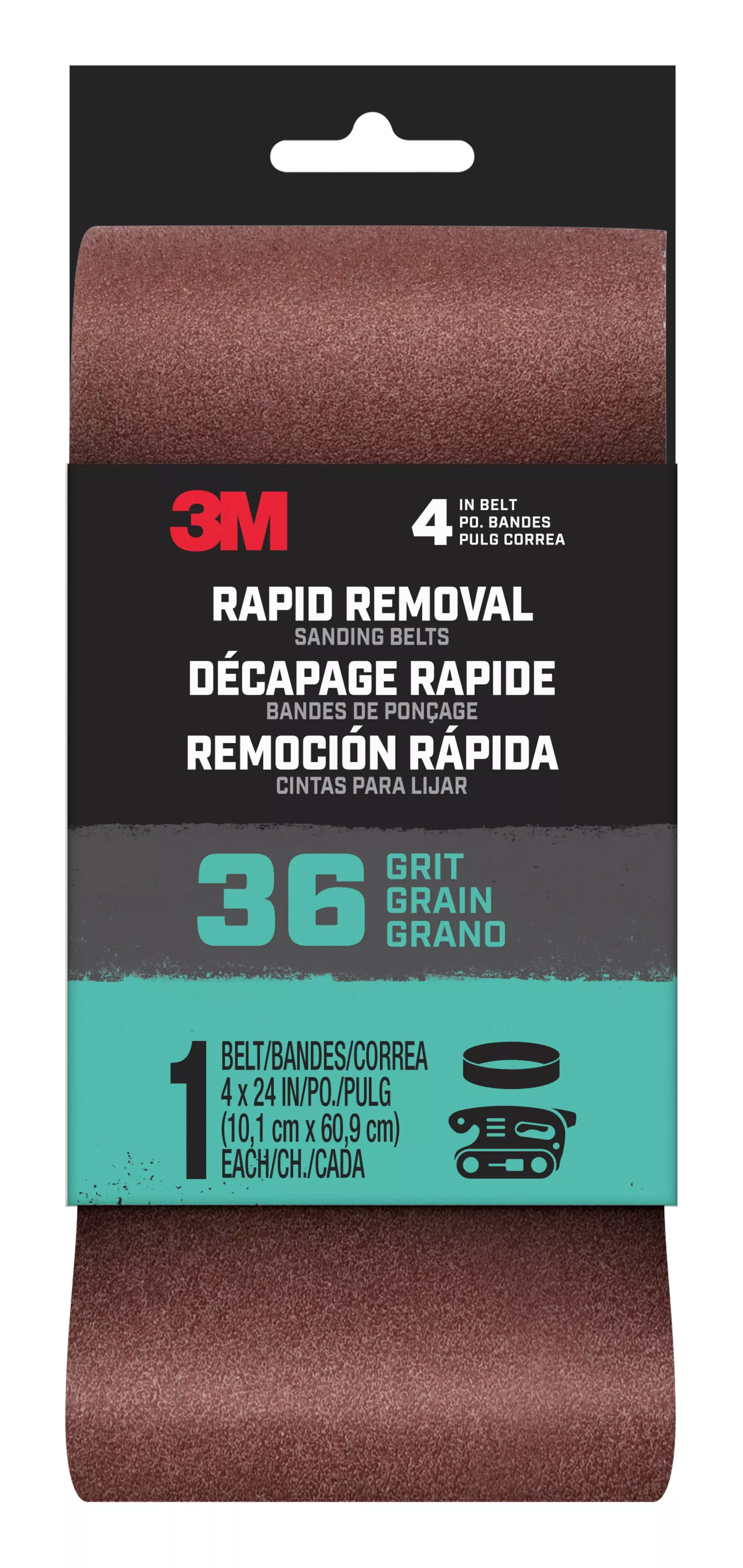 3M™ Rapid Removal 4 x 24 inch Power Sanding Belt, 36 grit,
Belt4x241pk36, 1 pk, 10/case