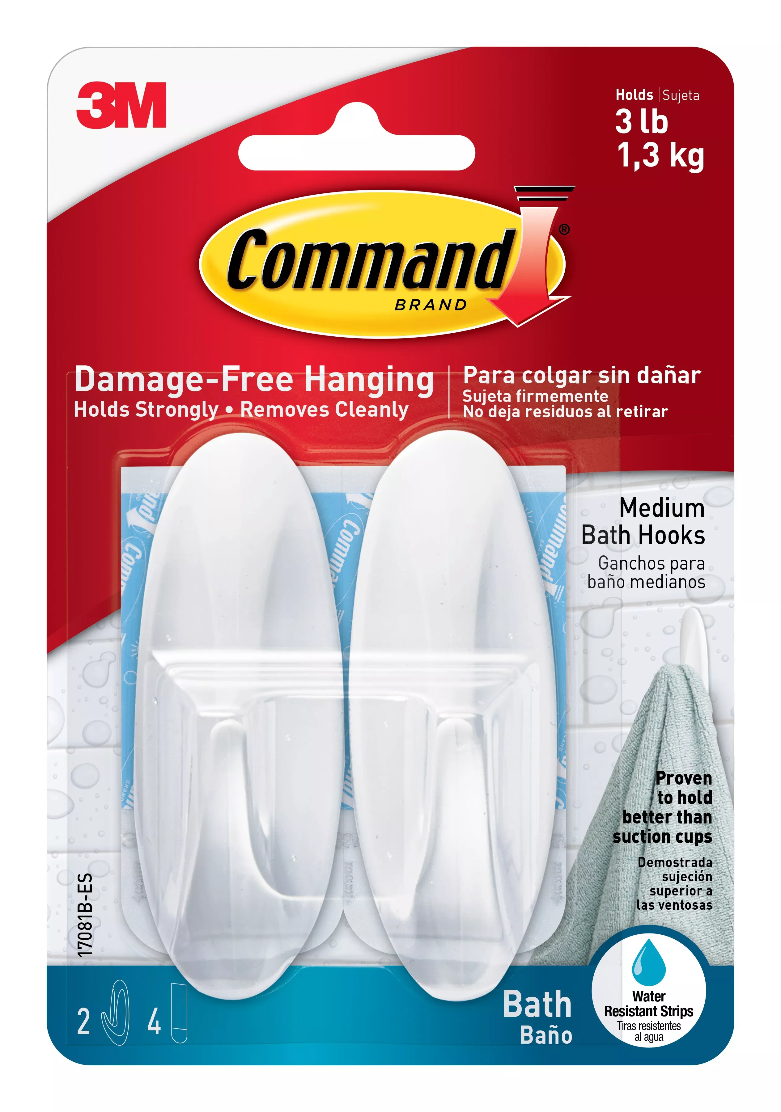 Command™ Designer Hook with Water-Resistant Strips 17081B-ES