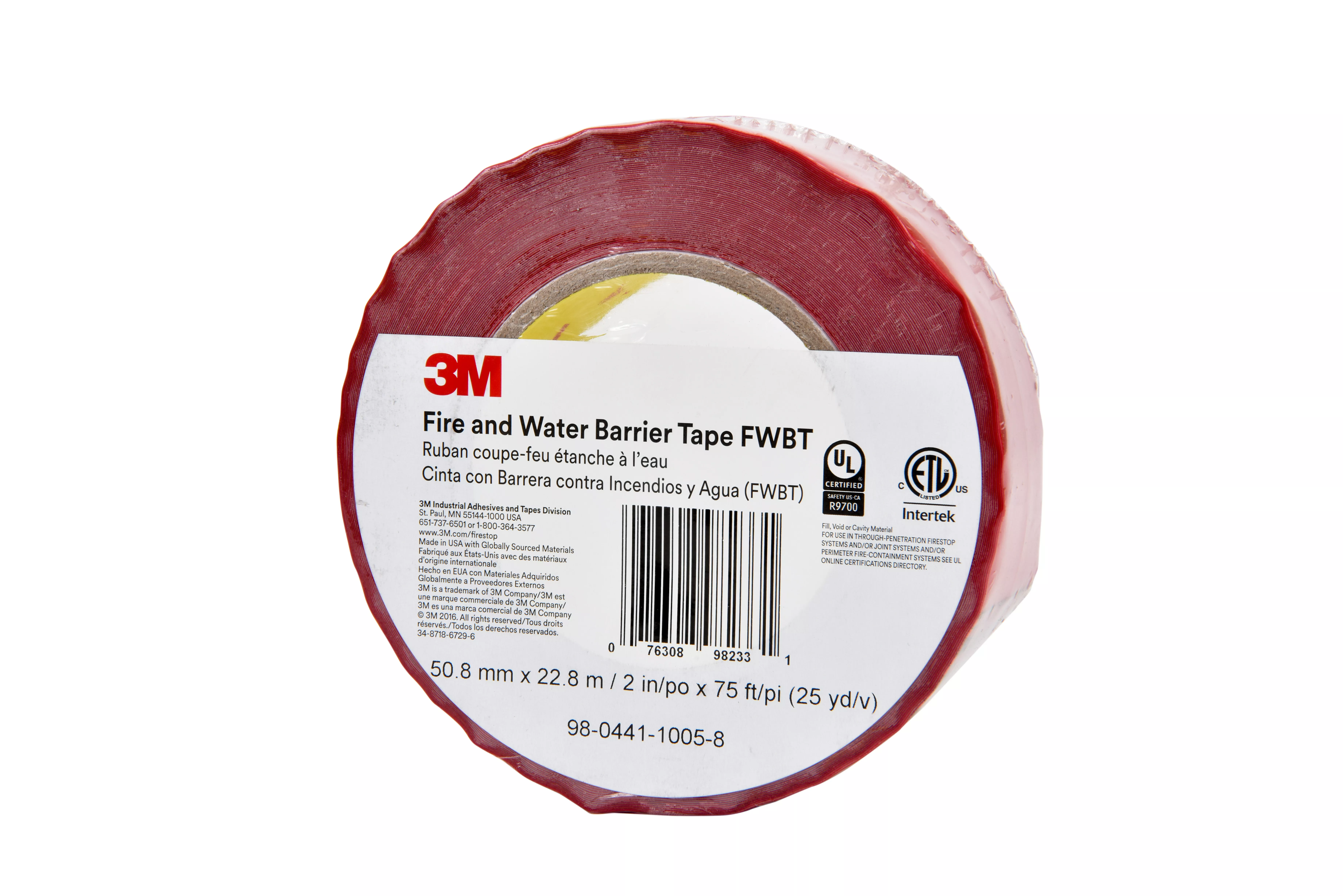 3M™ Fire and Water Barrier Tape FWBT2, Translucent, 2 in x 75 ft, 24
Each/Case