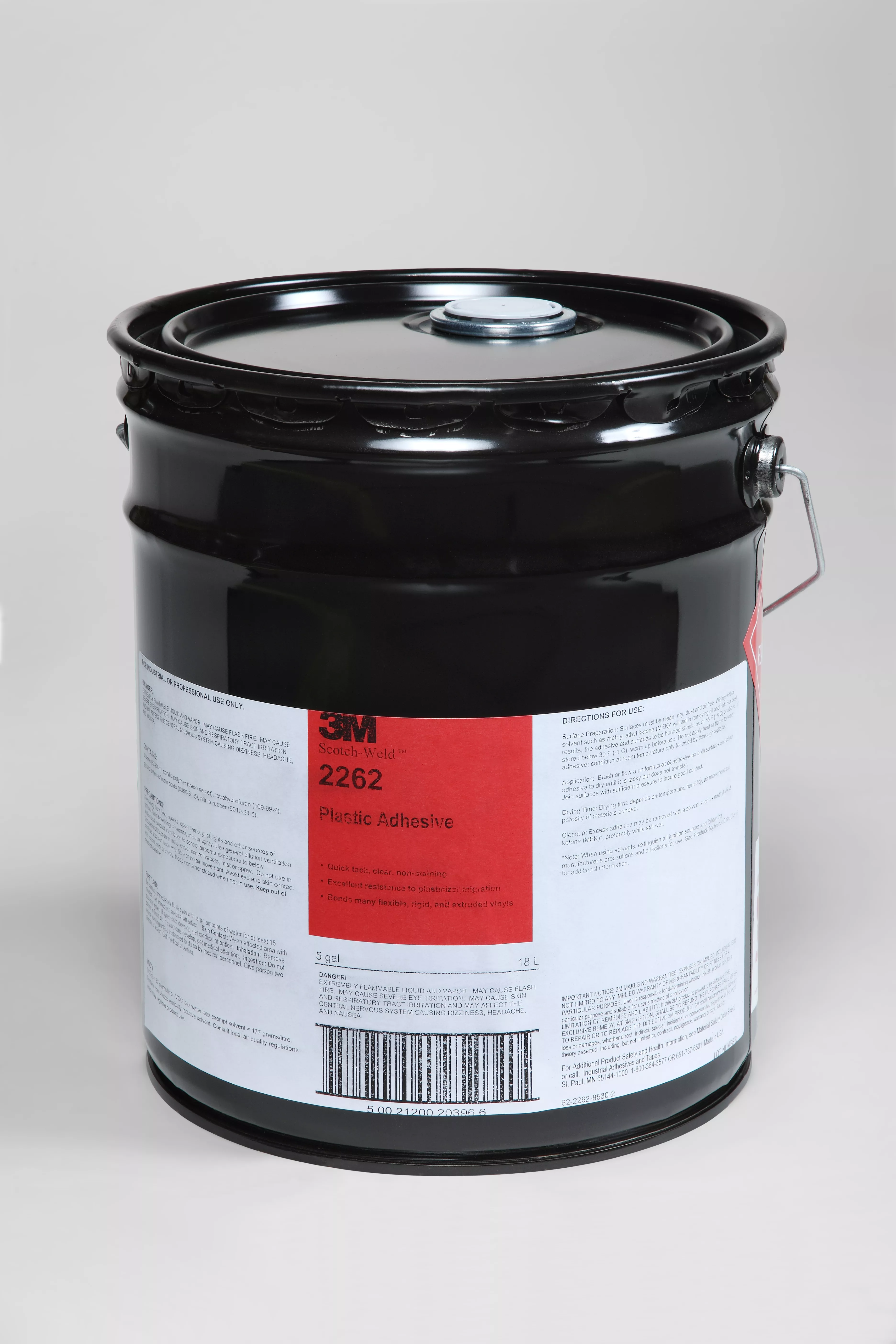 3M™ Plastic Adhesive 2262, Clear, 5 Gallon (Pail), 1 Can/Drum