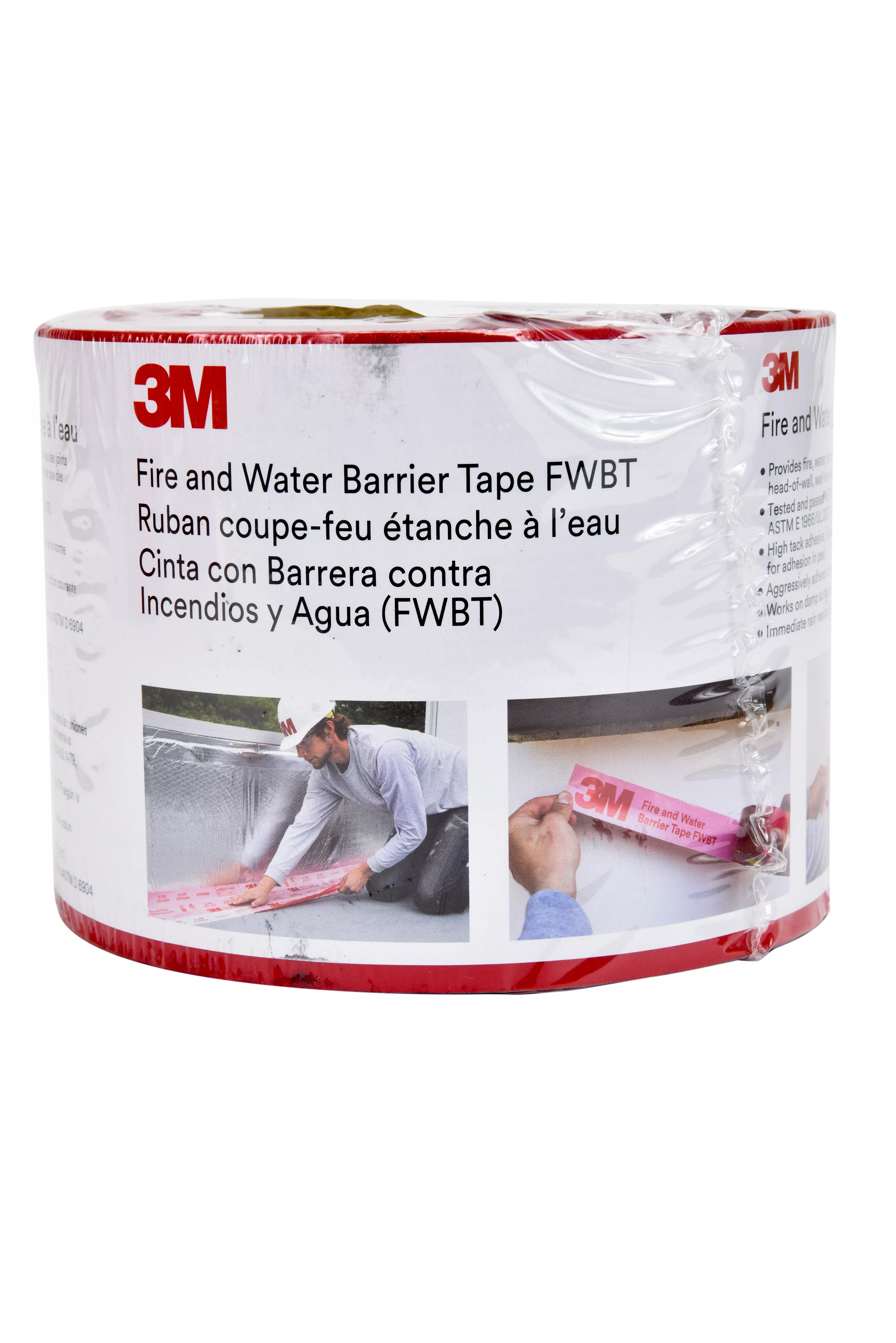3M™ Fire and Water Barrier Tape FWBT4, 4 in x 75 ft, 12 Each/Case