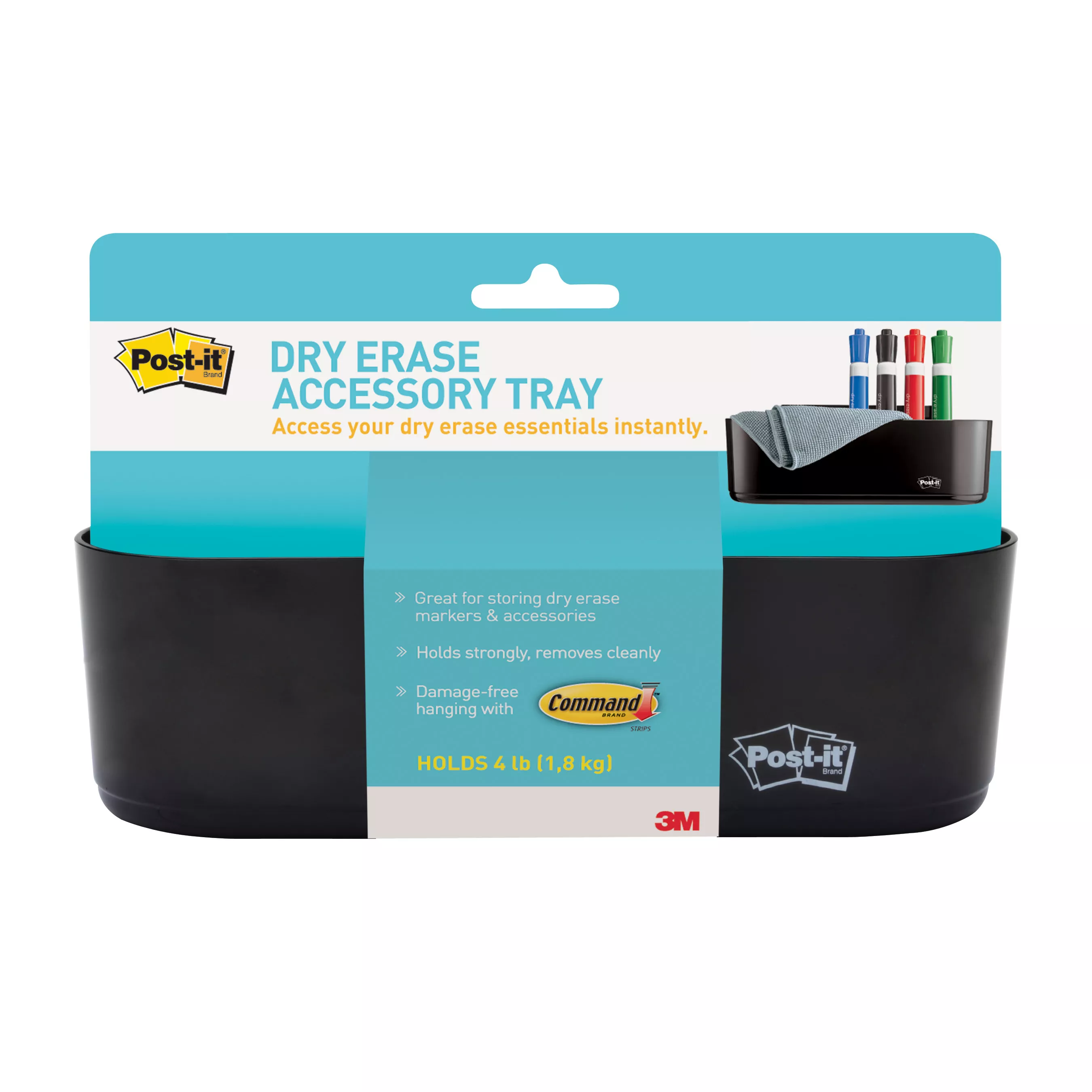 Post-it® Dry Erase Accessory Tray DEFTRAY, 1 Accessory Tray, 4 Strips